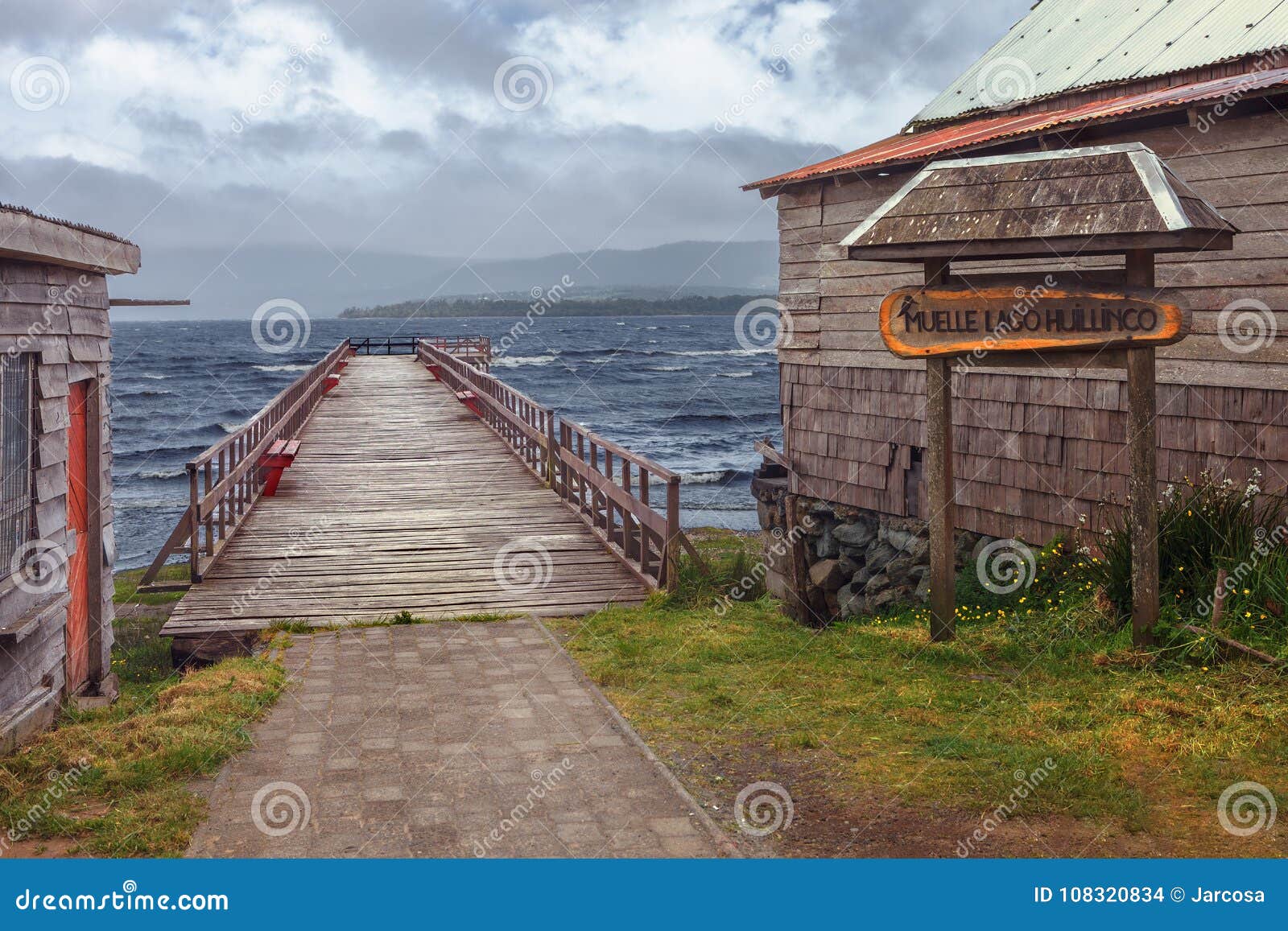 pier over huillinco lake, chonchi, southern chile