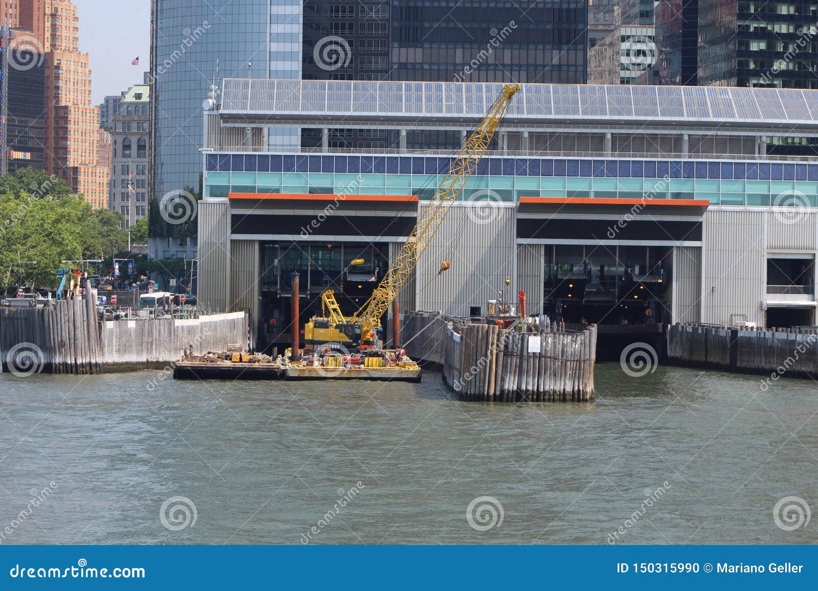 pier of the saten island ferry new york from hudson river