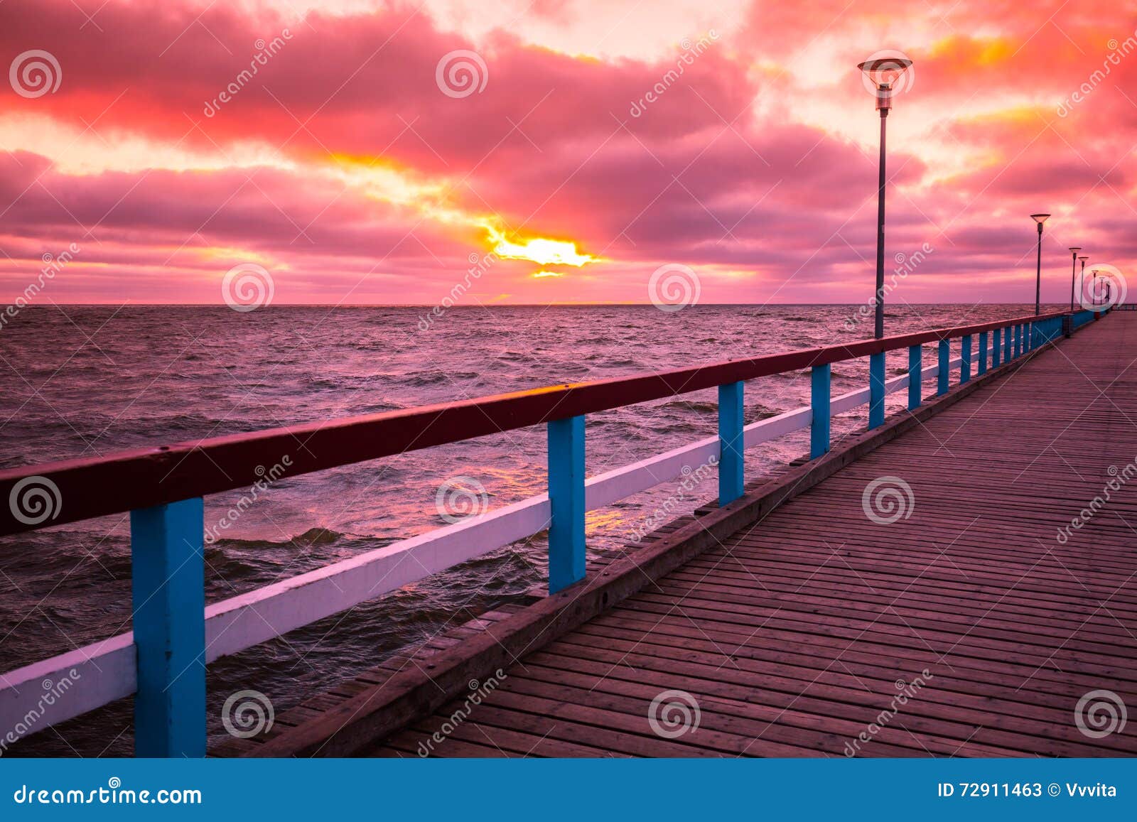 pier and sea at sunset