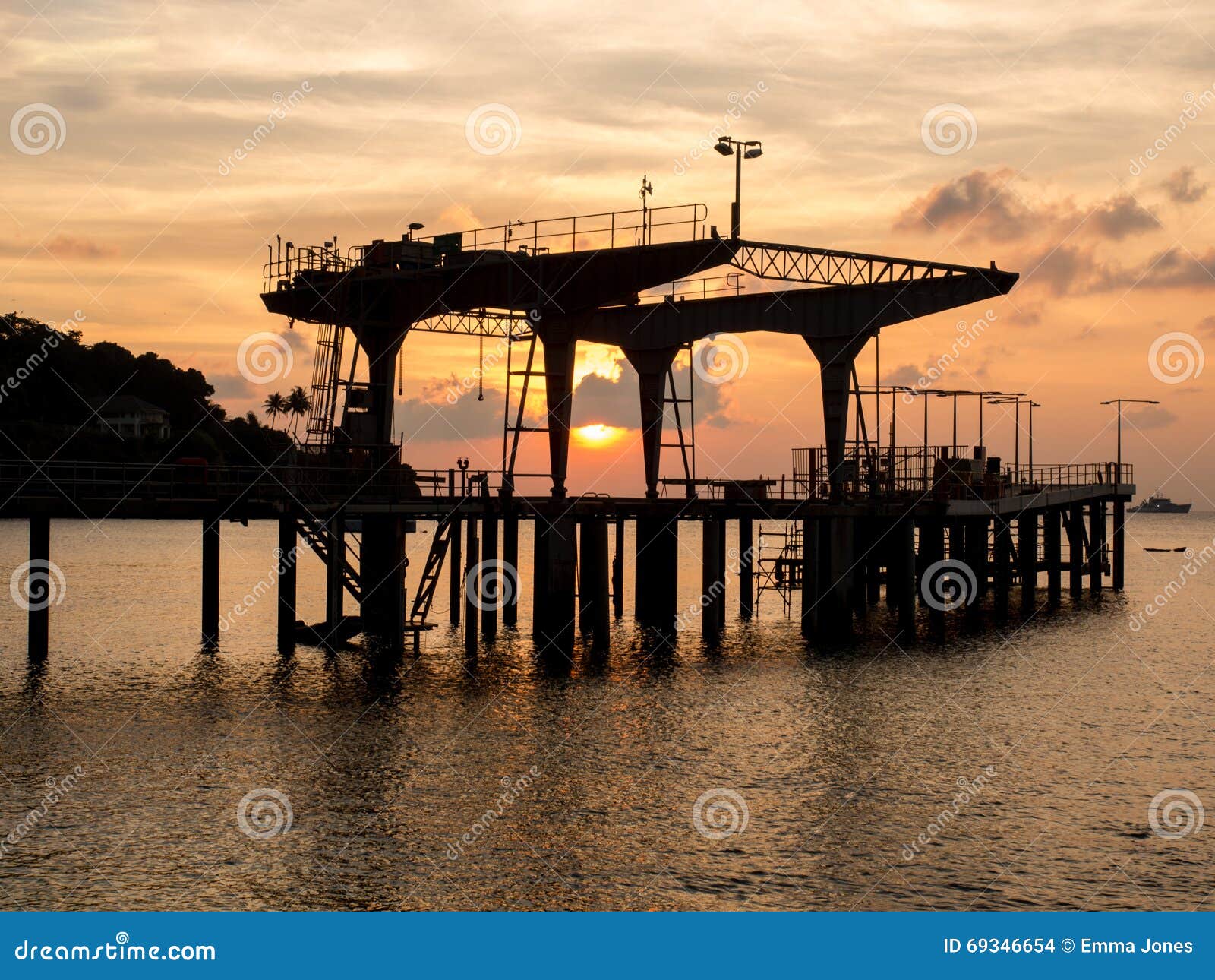 Pier At Sunset, Christmas Island, Australia Stock Photo - Image of port, media: 69346654