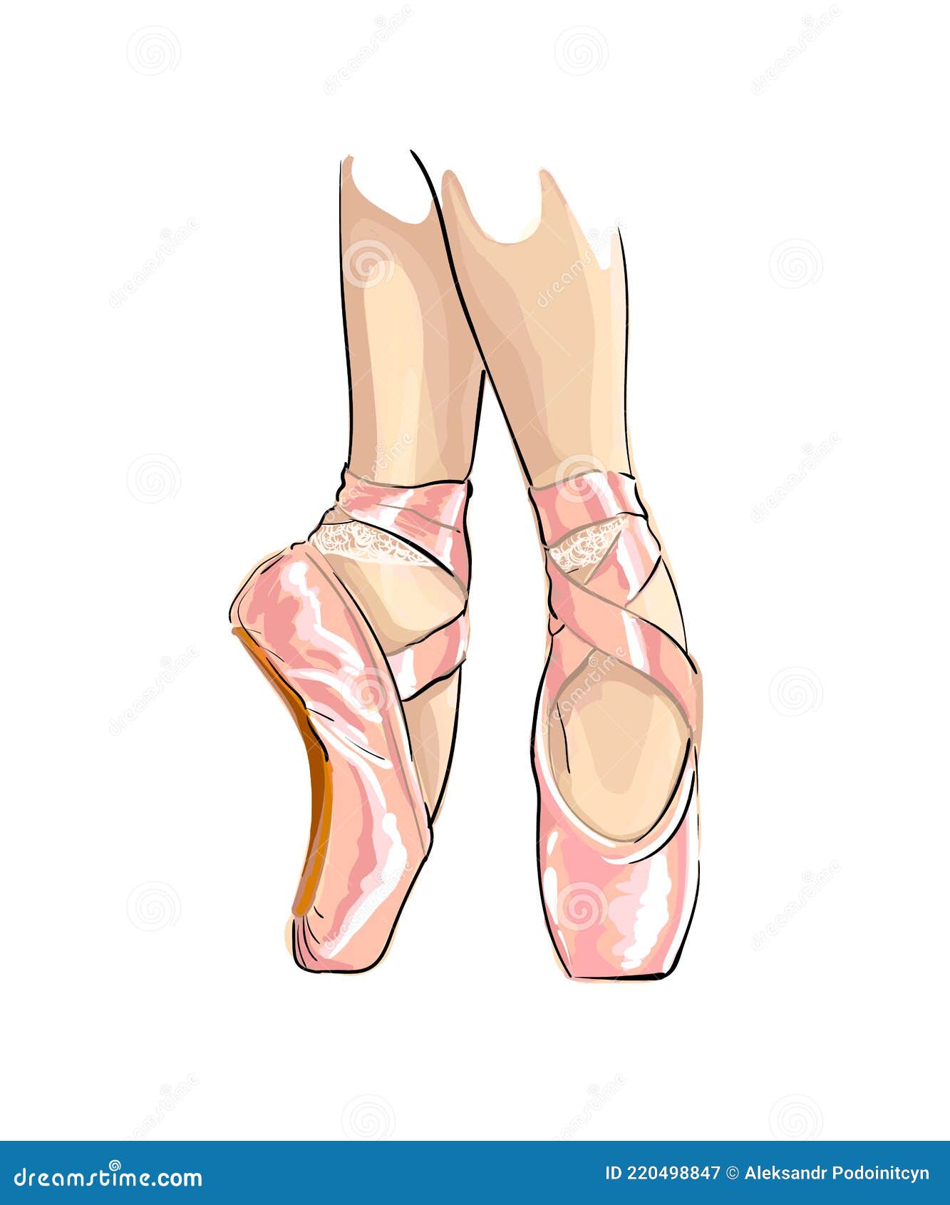 Piernas De Bailarina En Zapatos De Ballet Dibujo De Colores Realista  Ilustración del Vector - Ilustración de persona, arte: 220498847