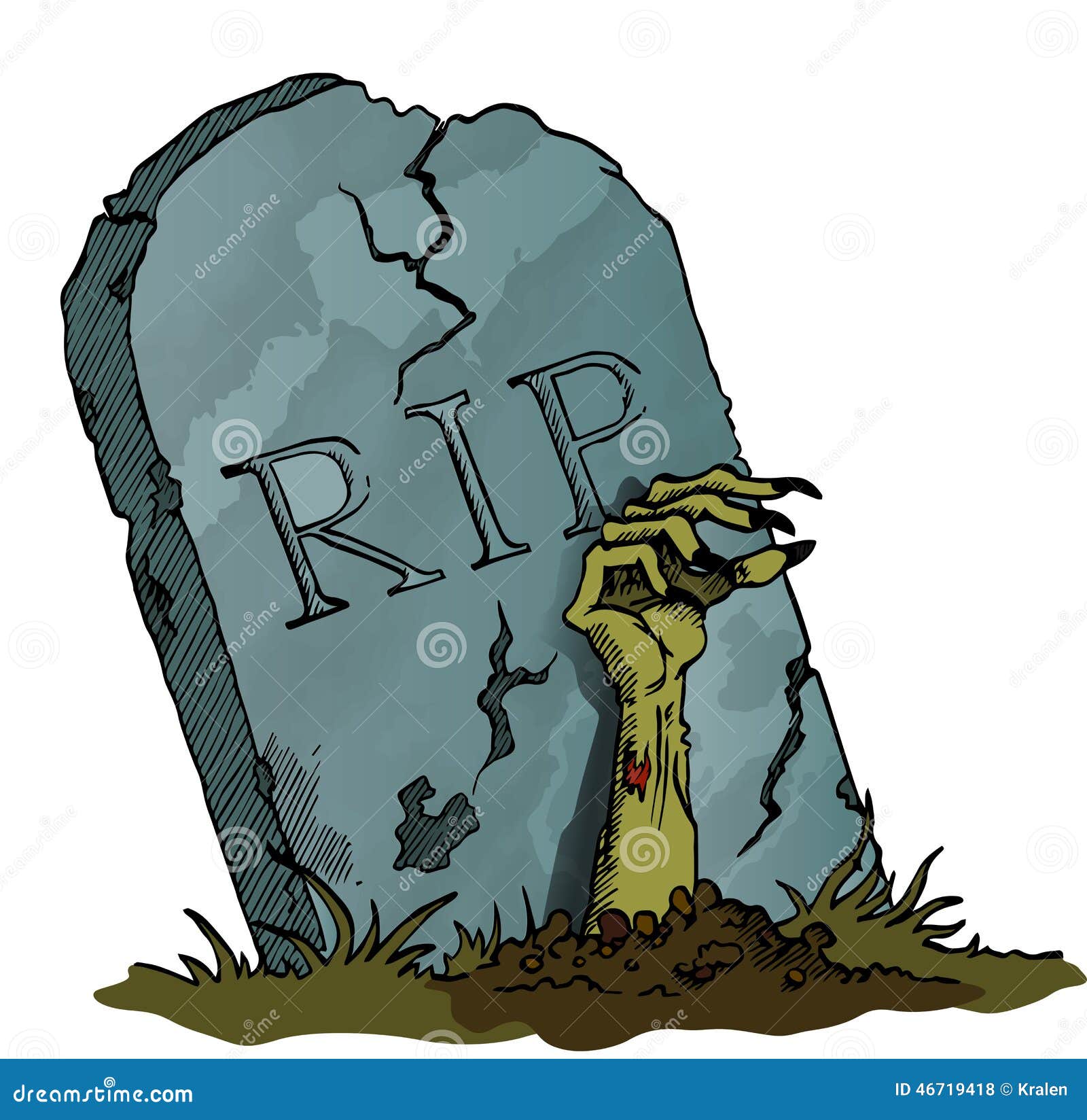 illustration stock pierre tombale avec la main de zombi image