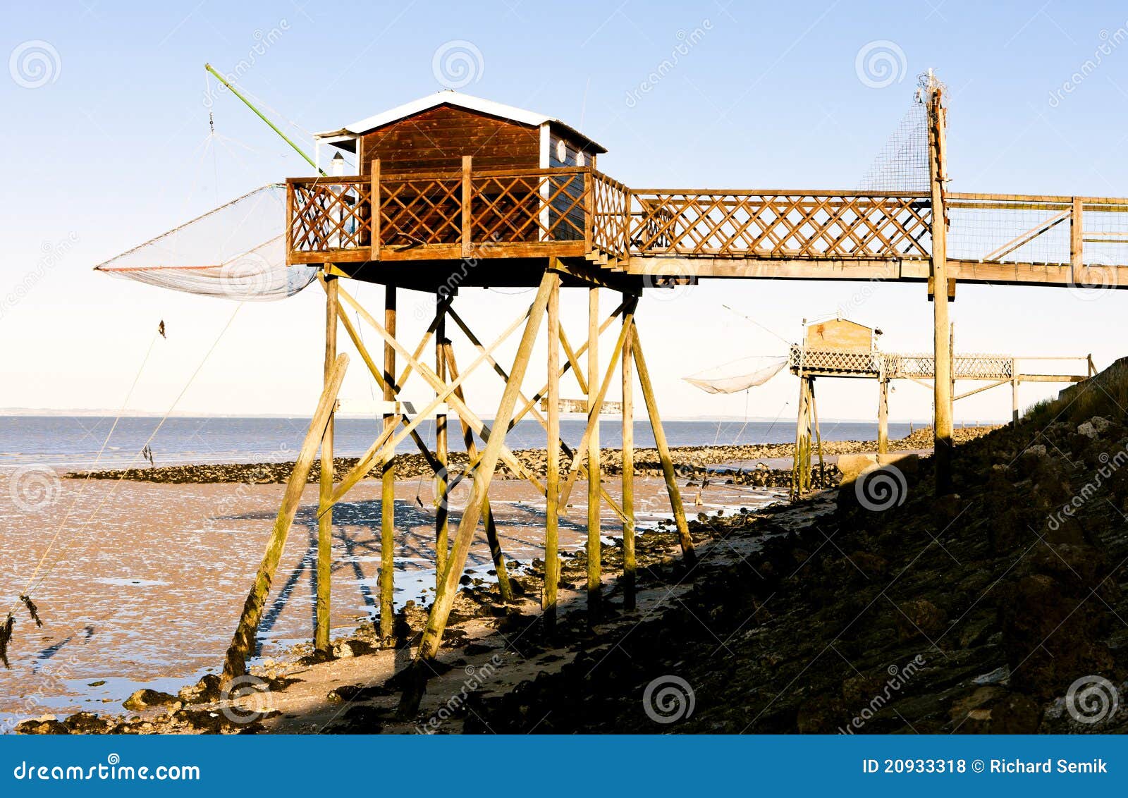 Piers with fishing nets stock photo. Image of france 20933318