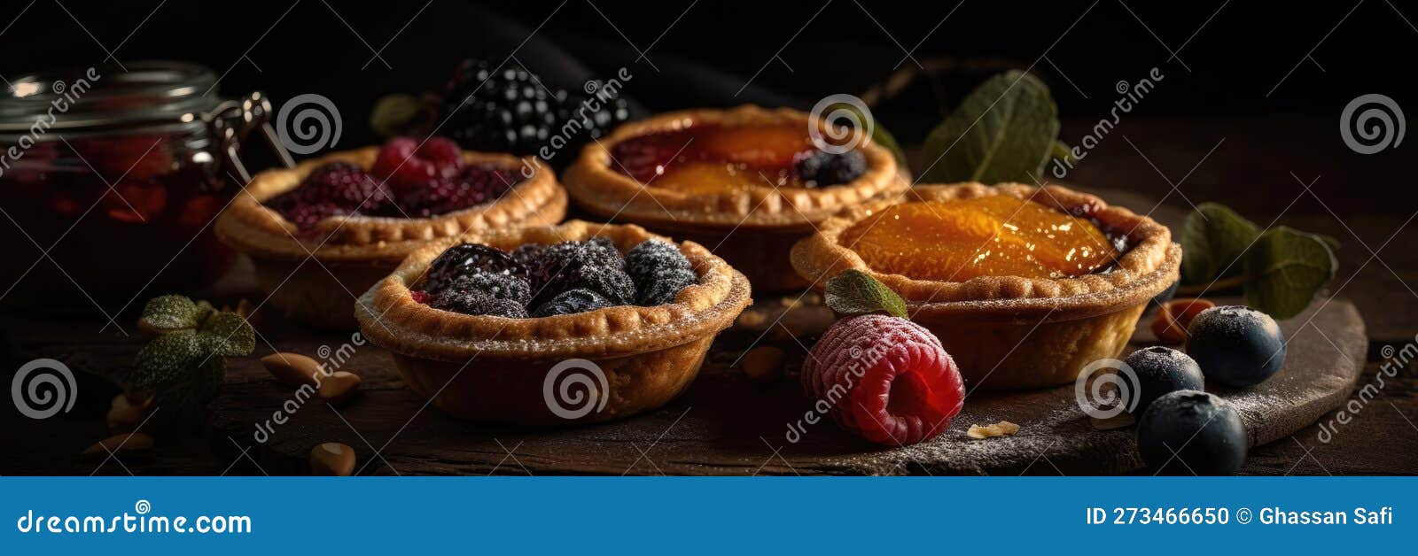 Pies with Different Types of Fruit Jams Stock Illustration