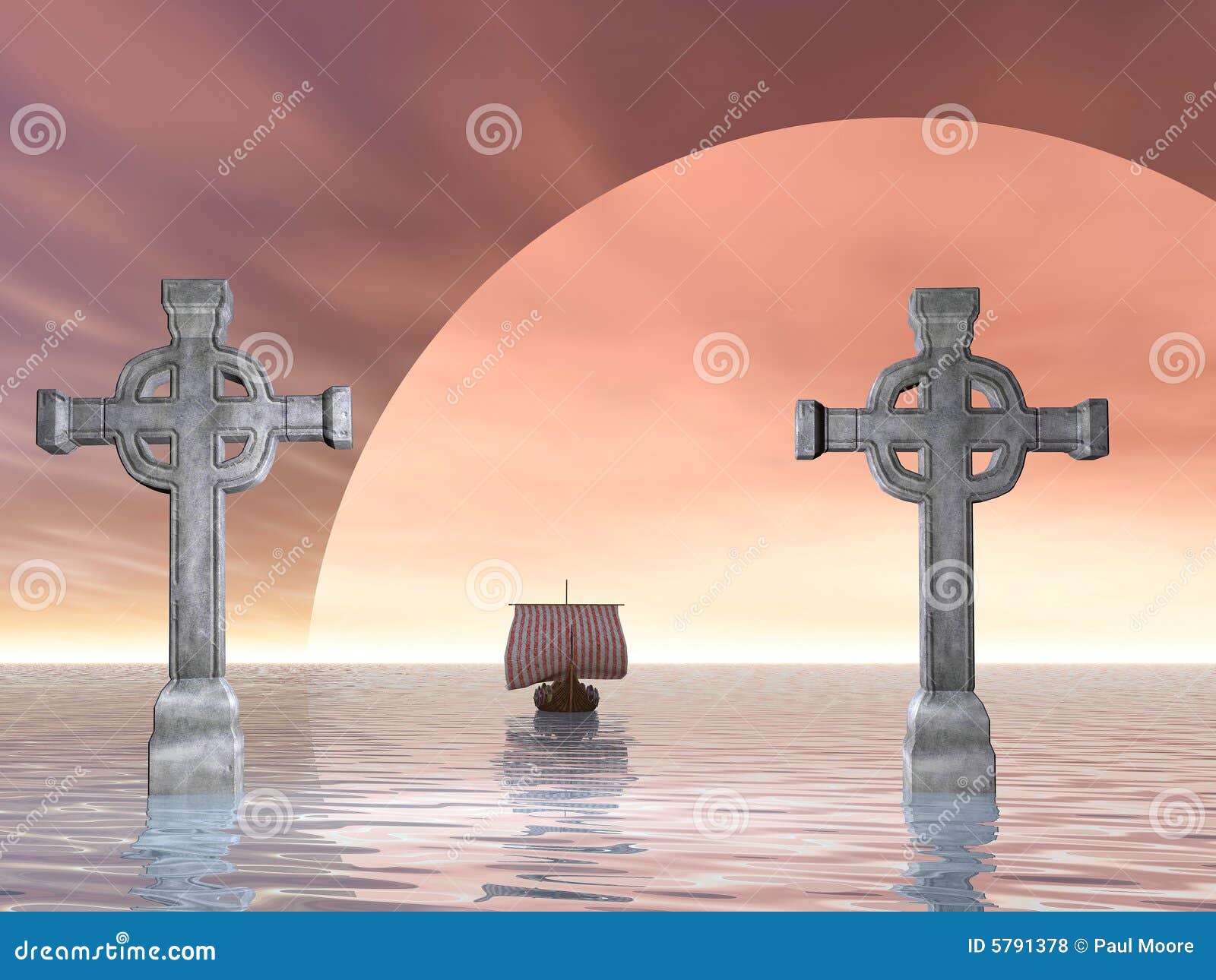 Pietra trasversale. La versione celtica di pietra resa della croce o della traversa e un Vichingo spedicono