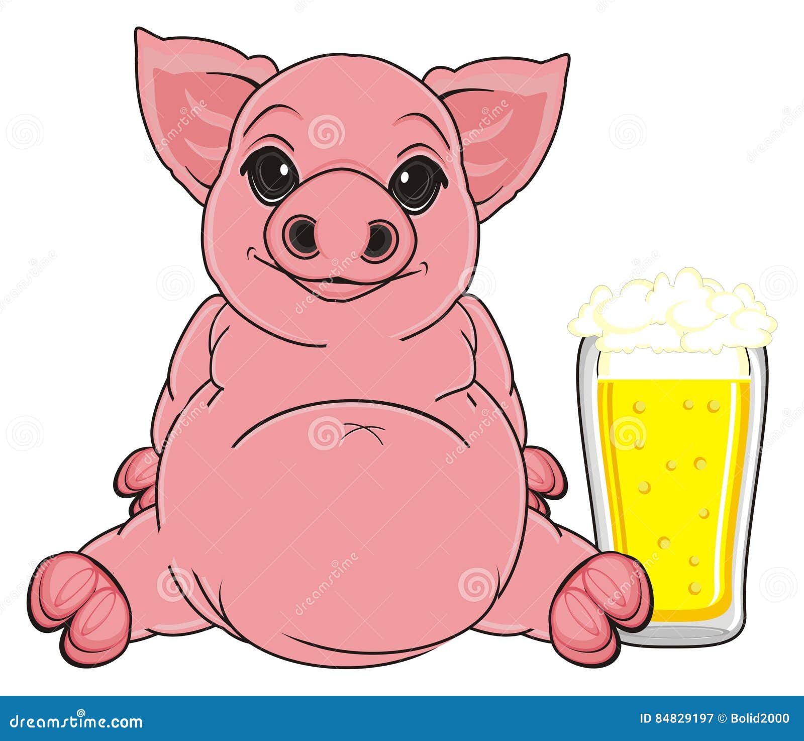 Pig and beer stock illustration. Illustration of profile 84829197
