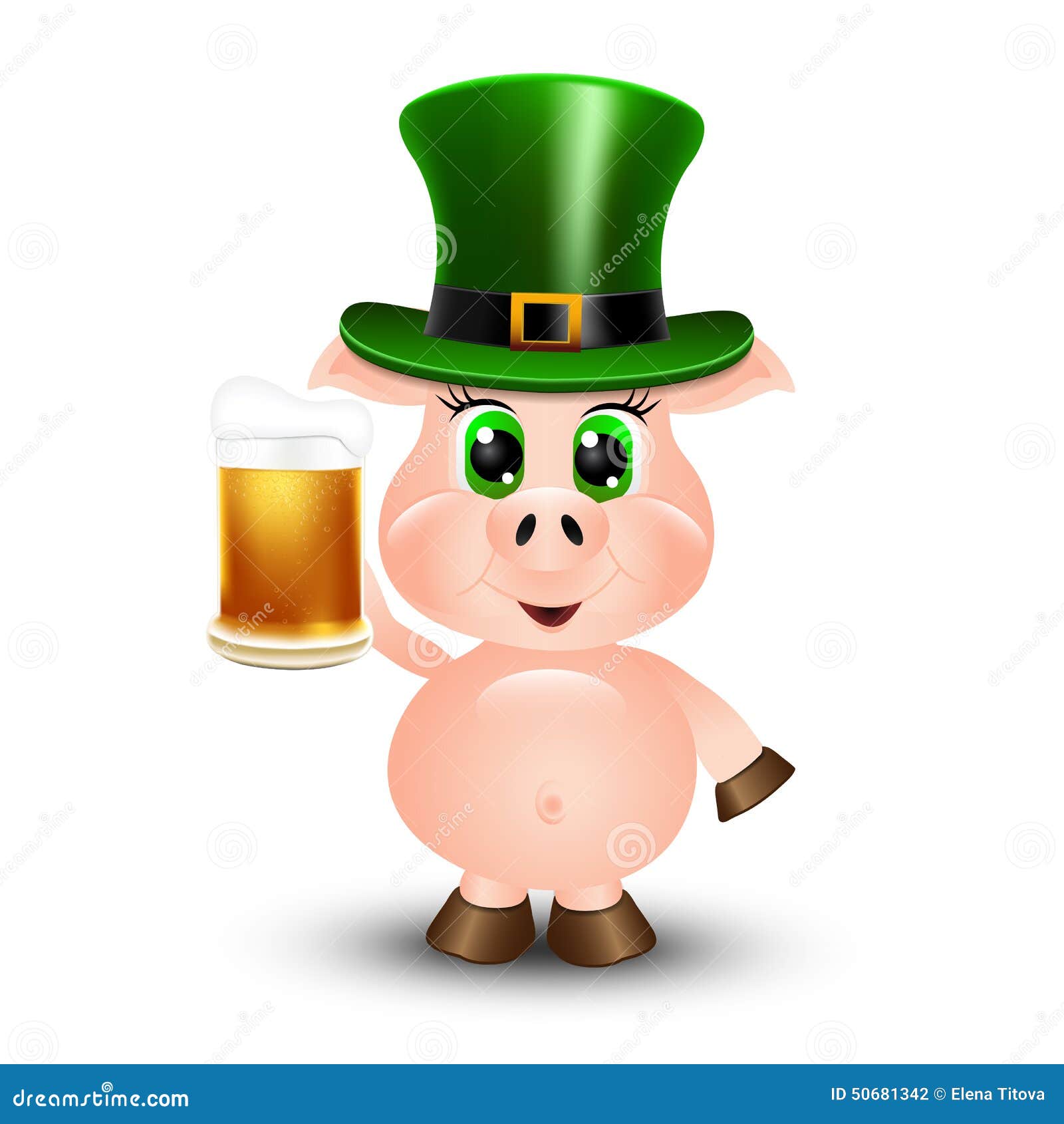 Pig with Beer stock vector. Illustration of renderings 50681342