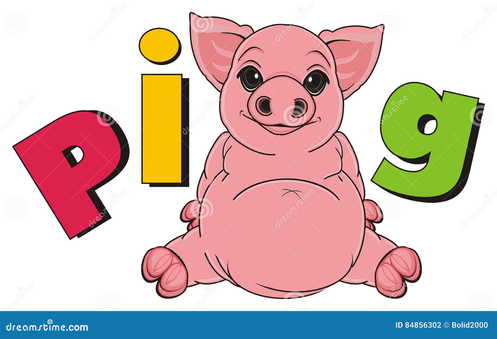 Pig and colorful letters stock illustration. Illustration of farm 84856302