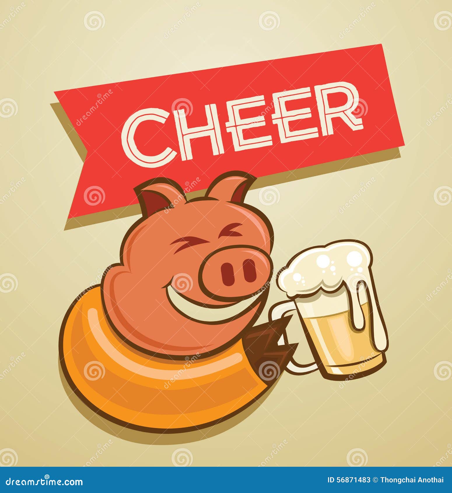 Pig drink beer stock vector. Illustration of cholesterol 56871483