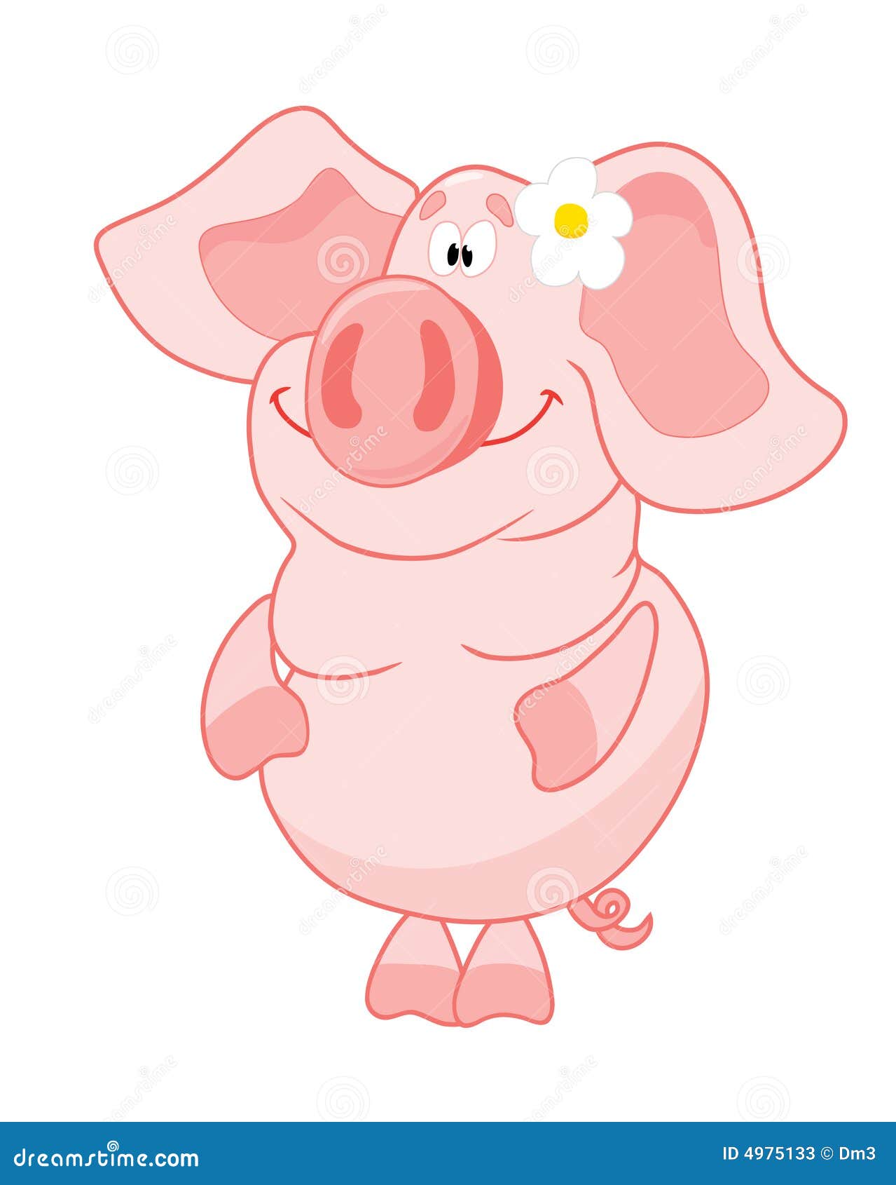 Pig_with_flower stock vector. Illustration of zoological 4975133