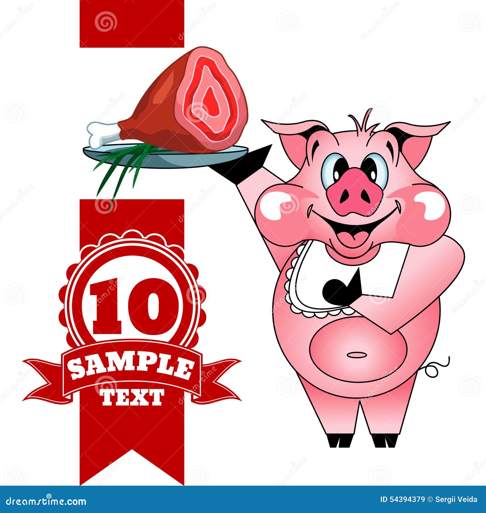 Pig with ham stock vector. Illustration of comic, animal 54394379