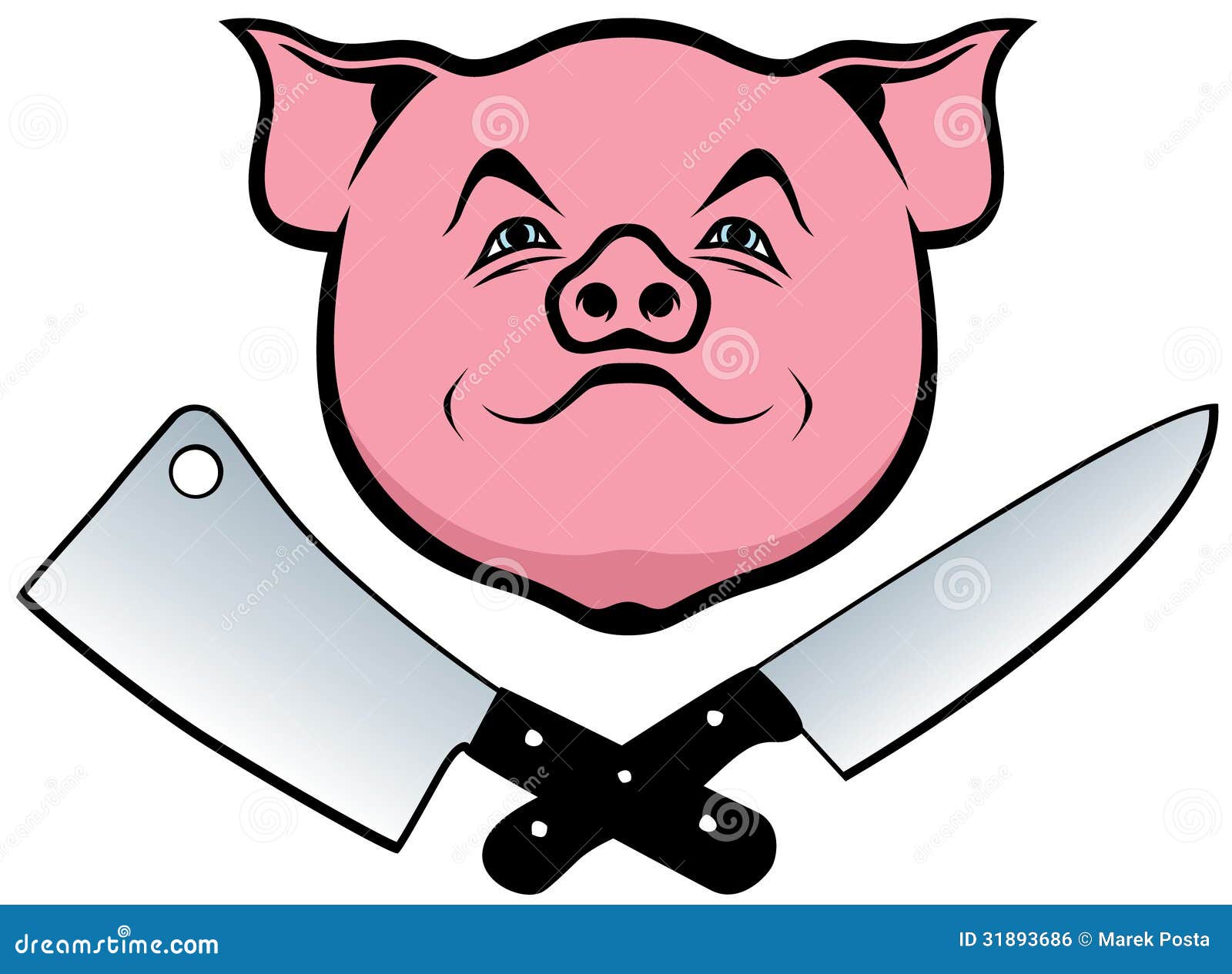 pig, knife and cleaver