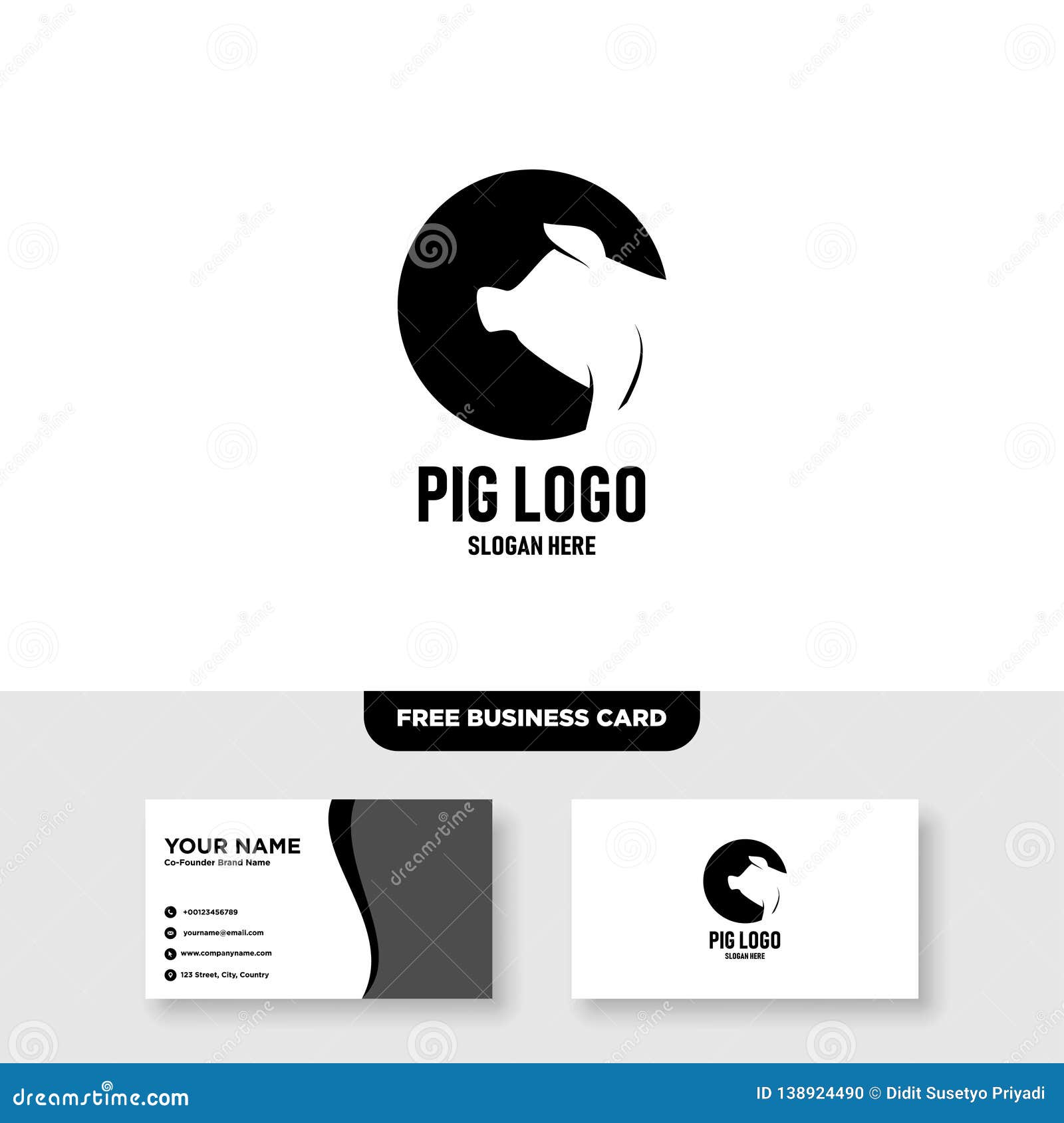 Download Pig Logo Vector Template Free Business Card Mockup Stock Illustration Illustration Of Drawn Butcher 138924490