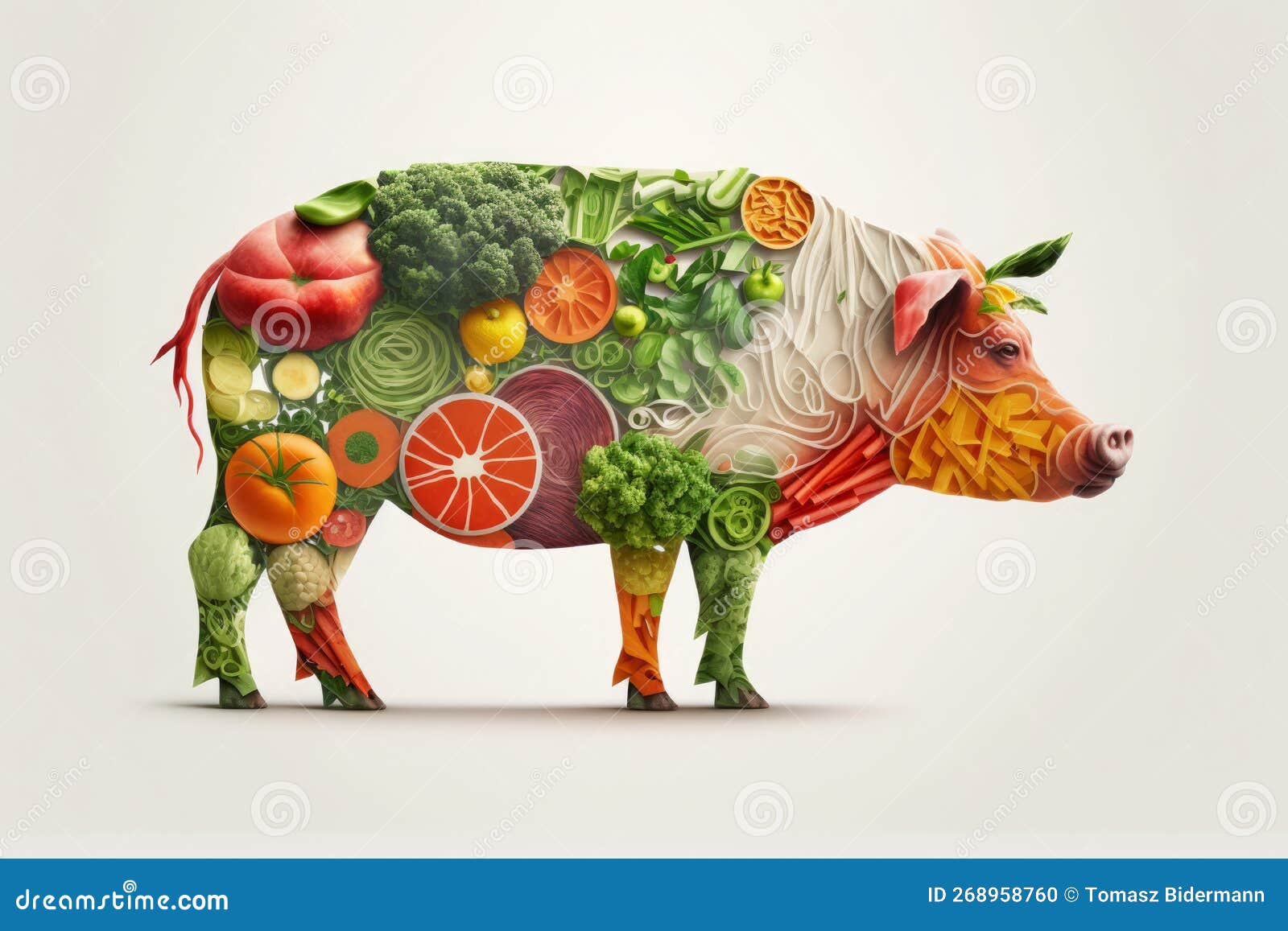 pig made of vegetables, vegetarian concept