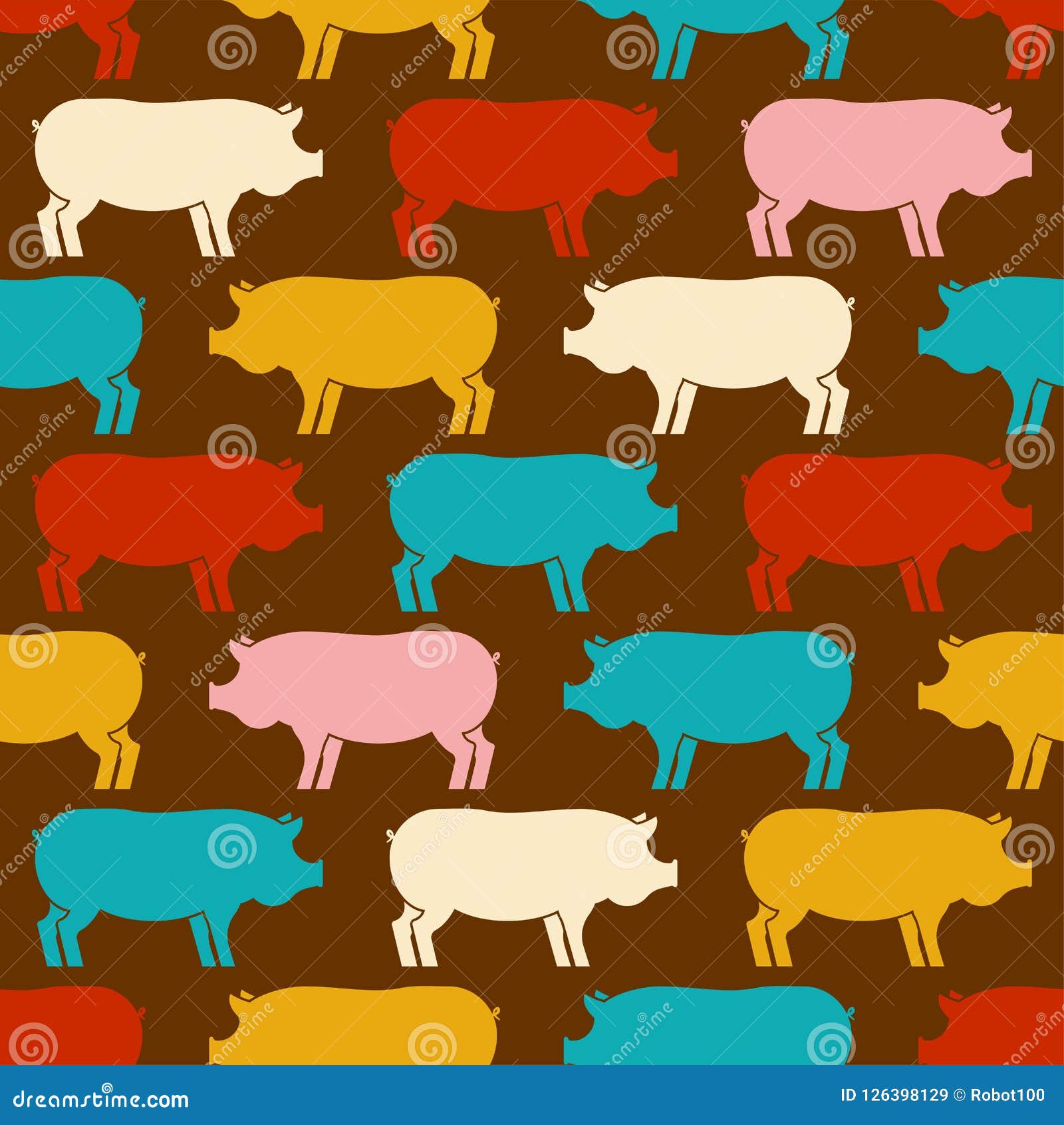 Download Pig Pattern Seamless. Piglet Colored Background. Swine Farm Animal Ornament. Vector Texture ...