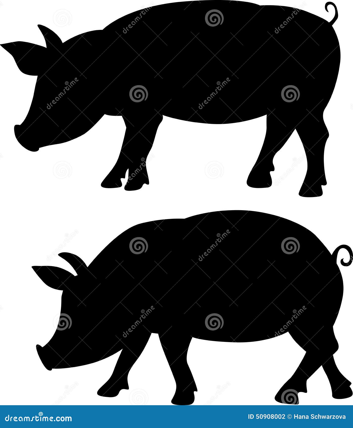 pig silhouette - black  