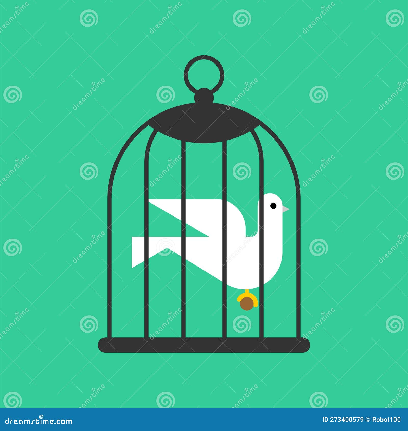 Pigeon in Cage. Bird in Cage Stock Vector - Illustration of escape ...