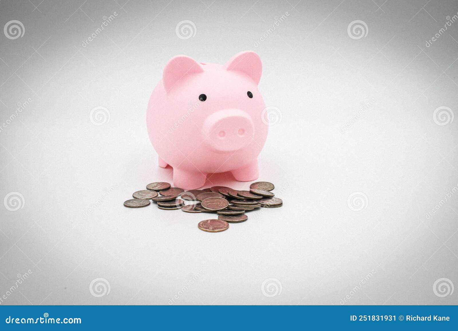 Piggy Bank with Coins in Front Stock Image Image of save, financial