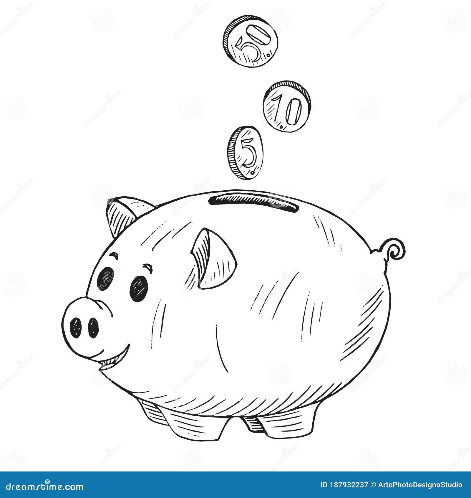 Cute Pink Piggy Bank With Dotted Design Drawing Of Isolated Money Container  In Shape Of Nice Pig Stock Illustration  Download Image Now  iStock