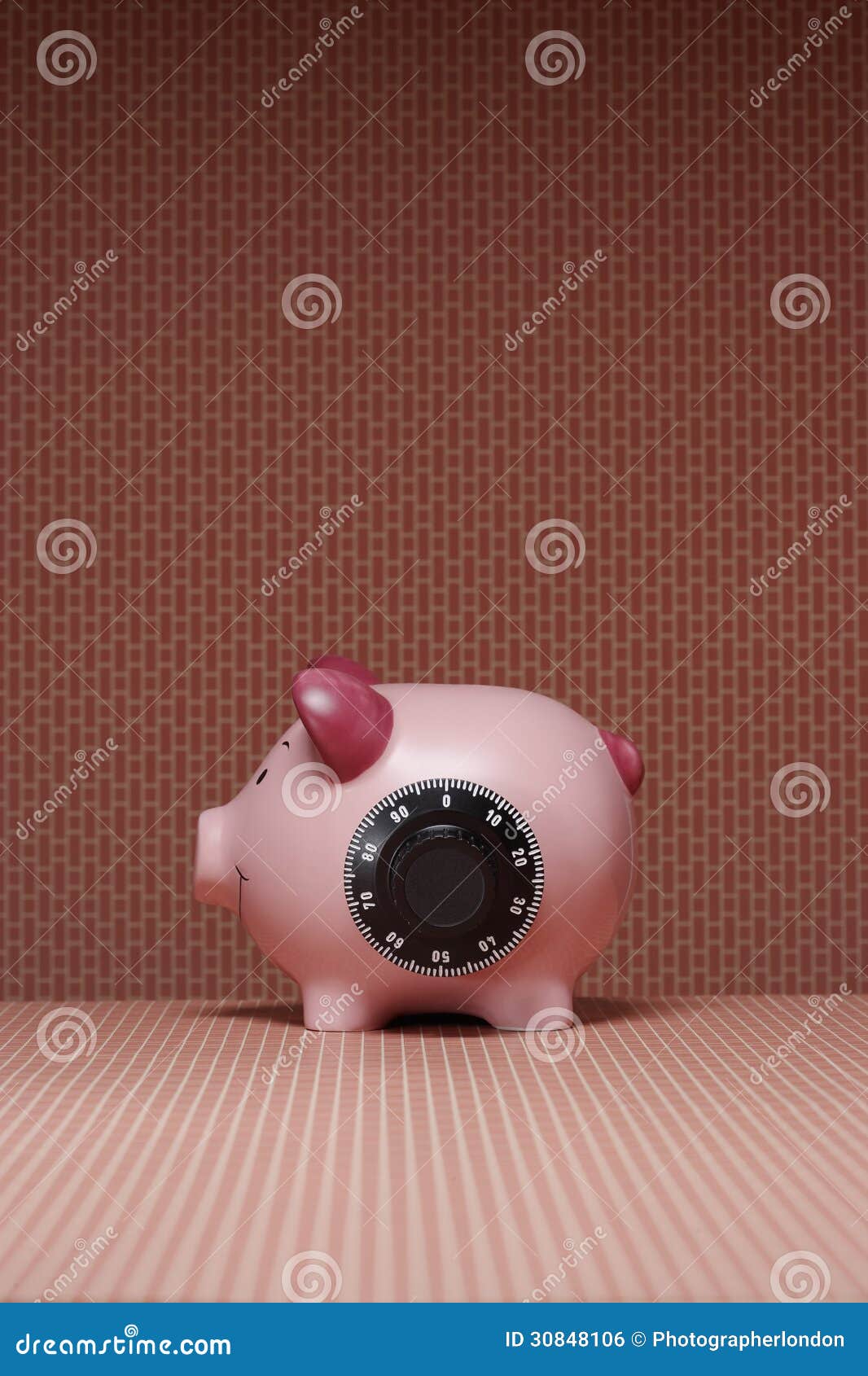 Piggy Bank with Combination Lock Side View Stock Photo Image of