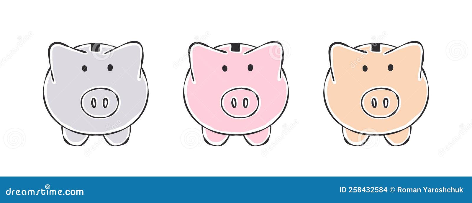 Piggy Bank. Piggy Bank Drawings. Pink Piggy Image Stock Vector