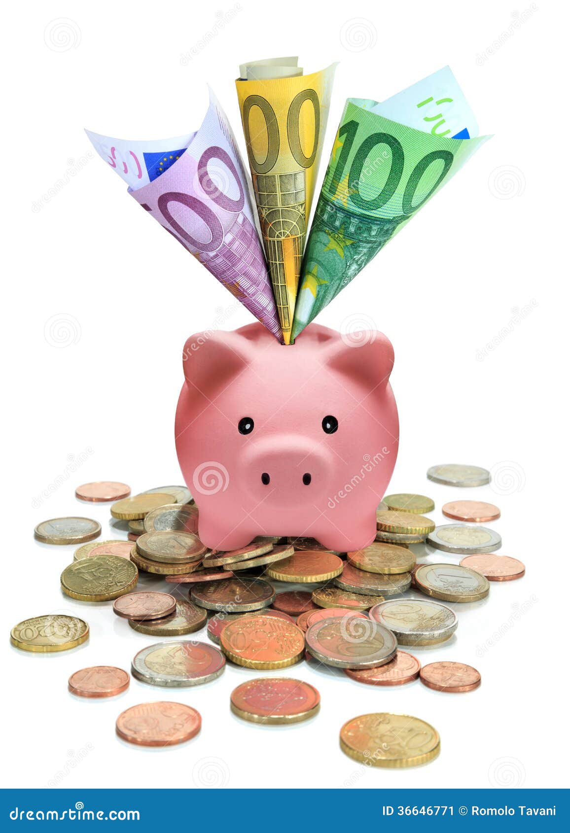 piggy bank full of euros