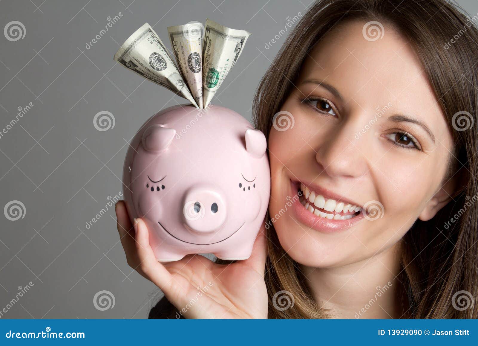 Piggy Bank Girl stock photo. Image of female 13929090