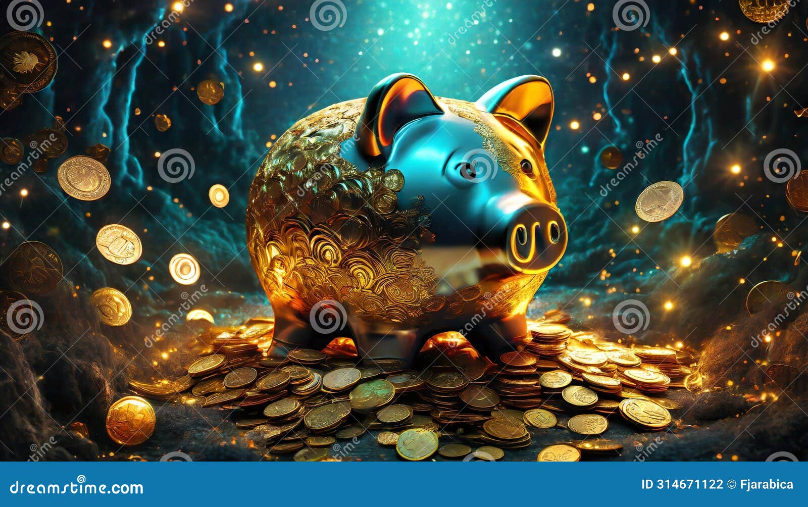 piggy bank with gold ducats