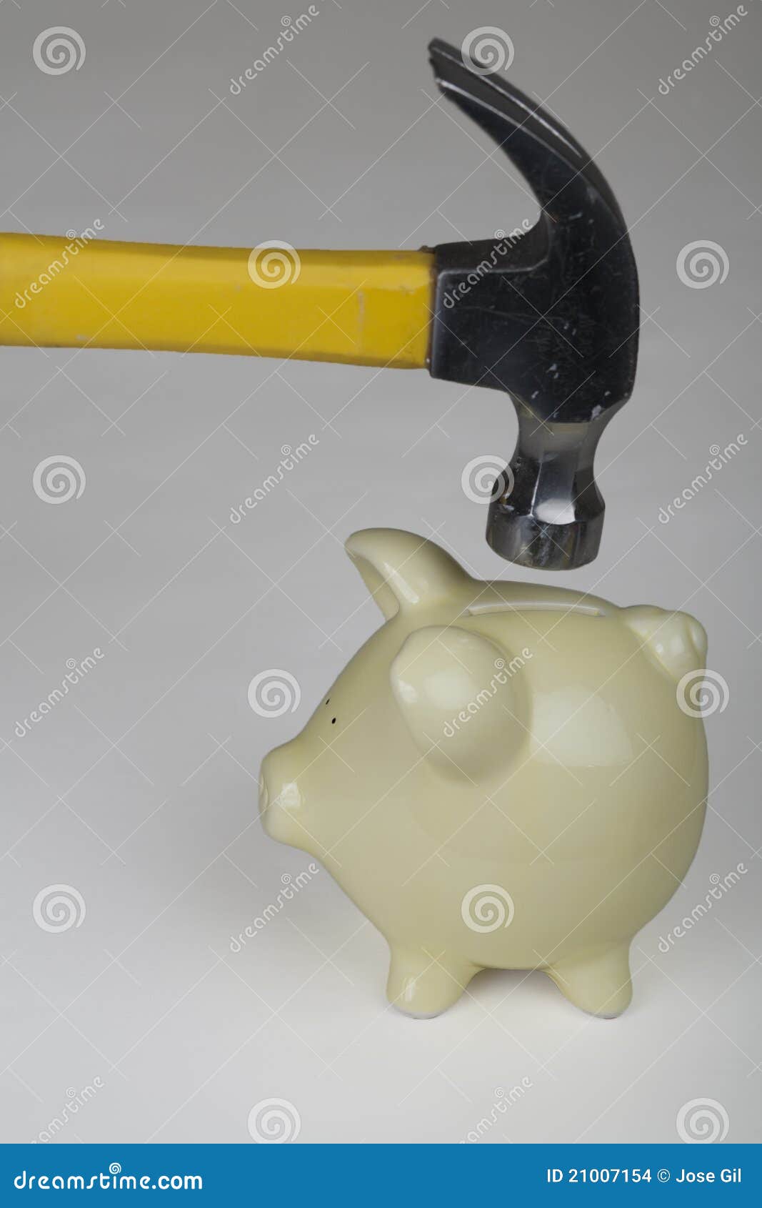 Piggy Bank Hammer Smash stock photo. Image of financial 21007154