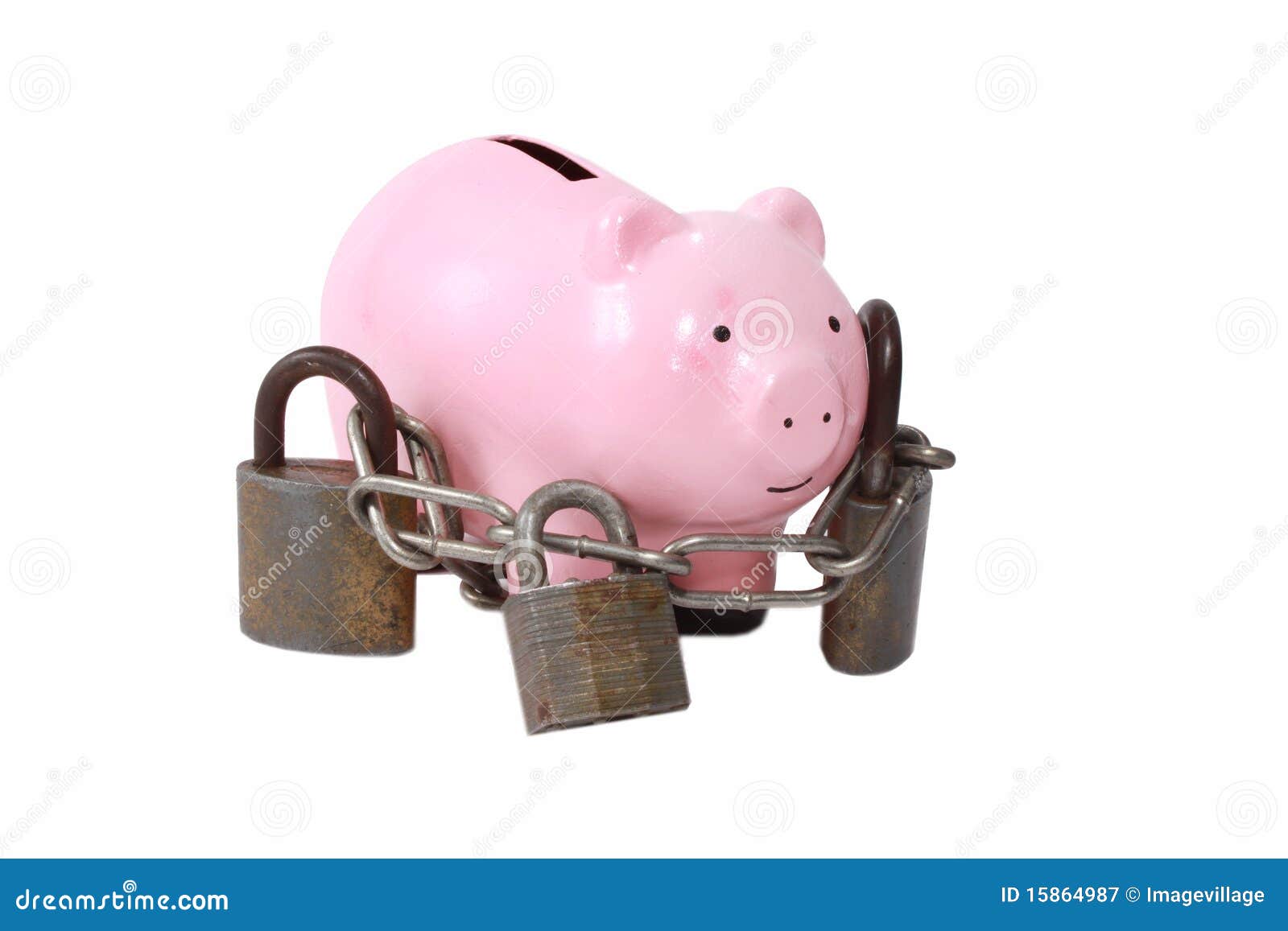 Piggy bank with locks stock image. Image of money, padlock 15864987