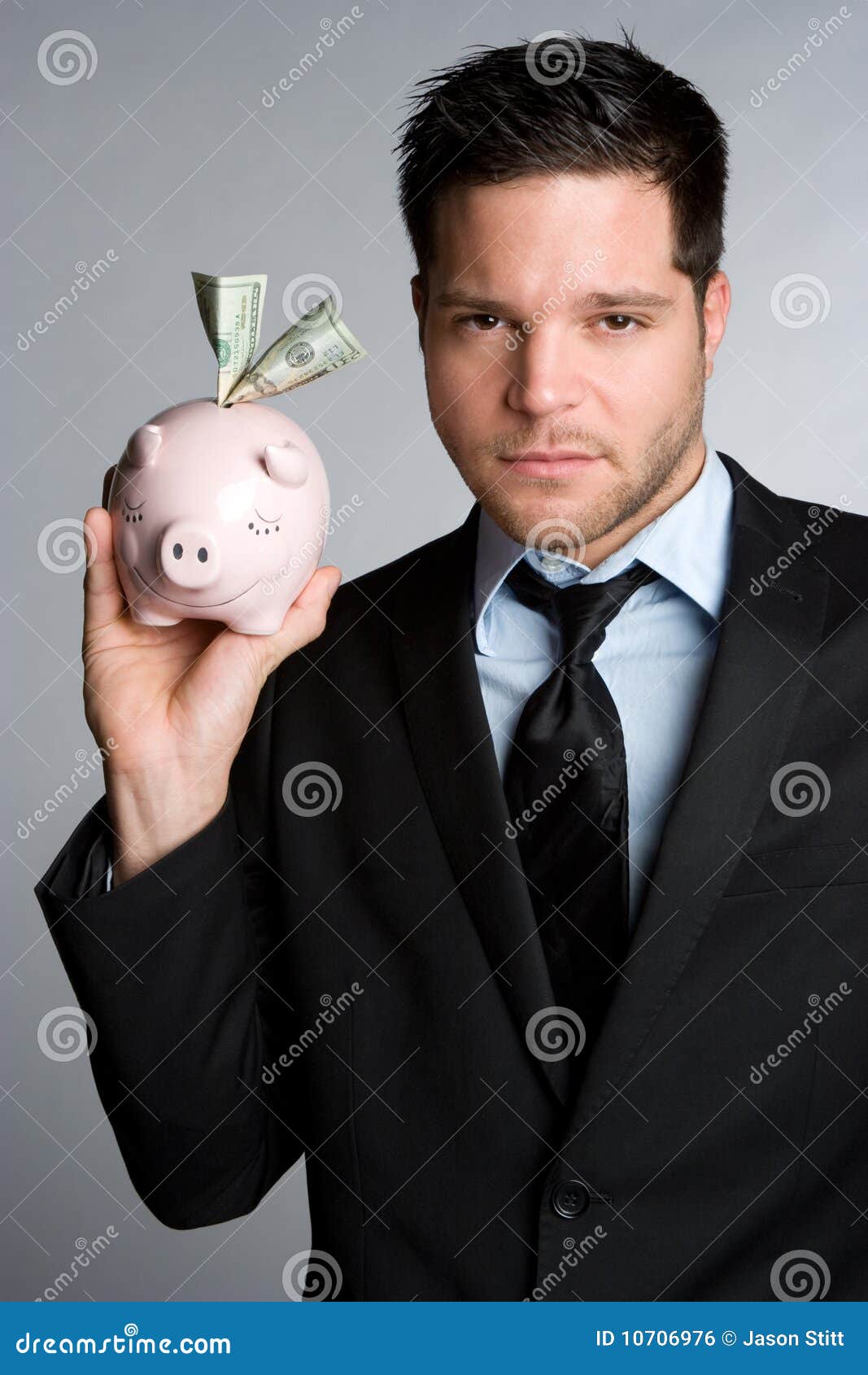 Piggy Bank Man stock photo. Image of professional, gray 10706976