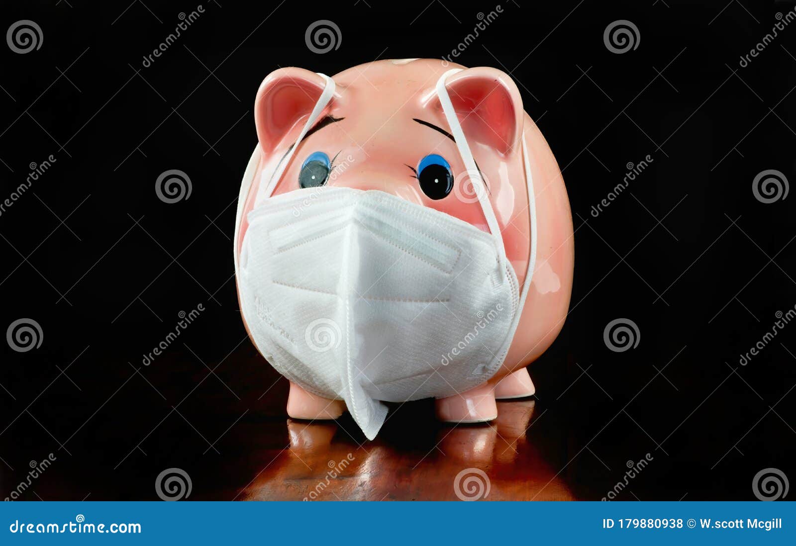 piggy bank with n95 face mask