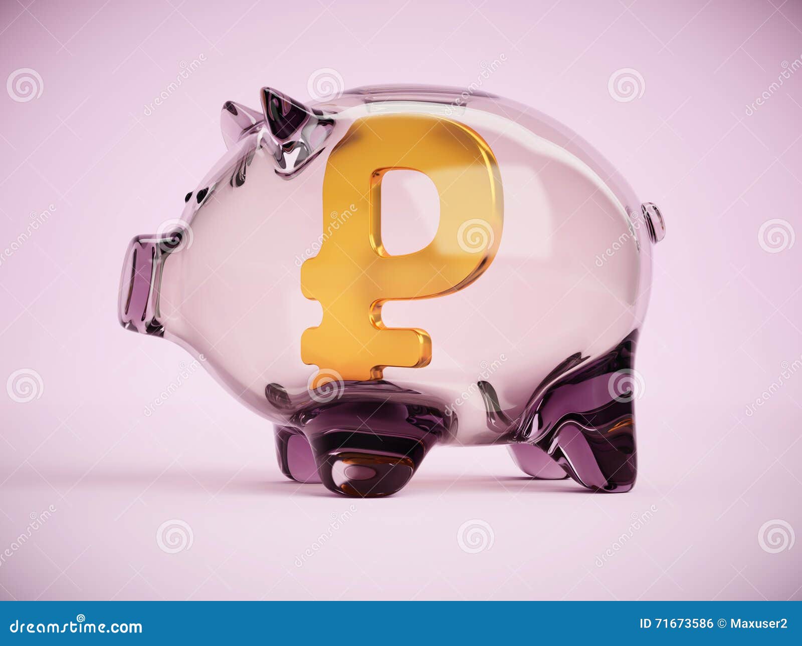 piggy bank with russian rouble sign inside 3d 