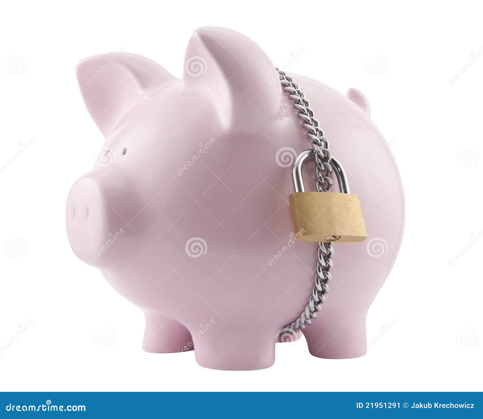 piggy bank secured with padlock