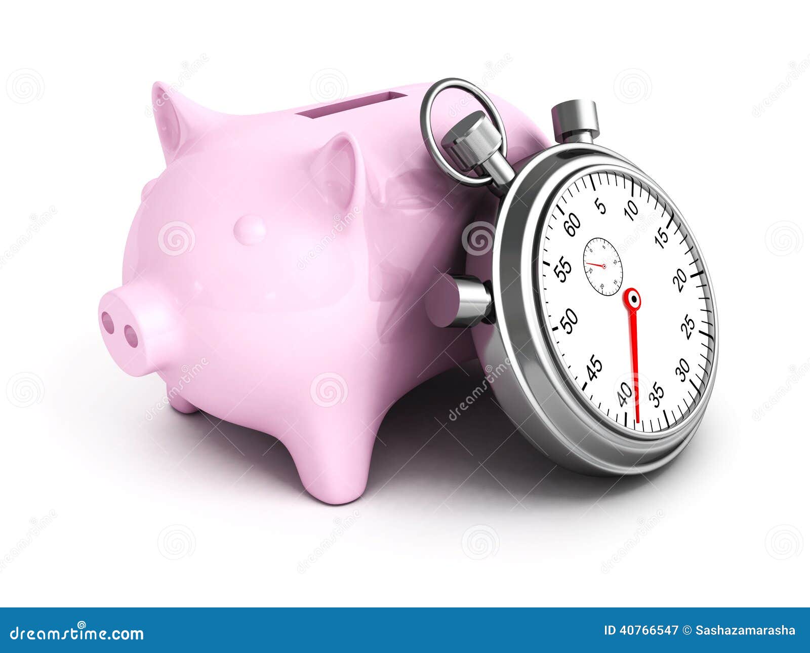 Piggy Bank with Stopwatch on a White Background Stock Illustration