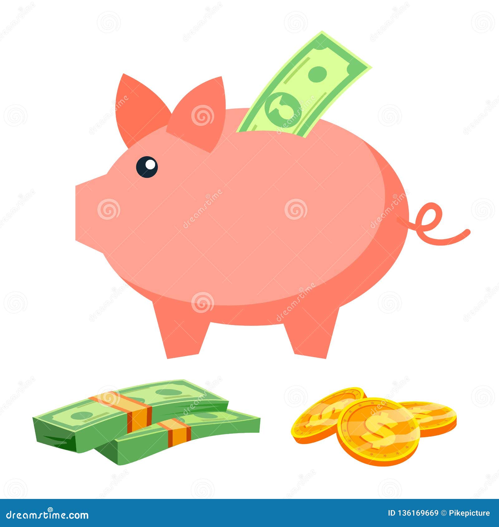 Piggy Bank Vector. Coins, Bills. Deposit Icon, Save Money. Business Investing Sign. Isolated Flat Cartoon Illustration Stock Vector - Illustration of account, future: 136169669 Piggy Bank Vector. Coins, Bills. Deposit Icon, Save Money. Business Investing Sign. Isolated Flat Cartoon Illustration Stock Vector - Illustration of account, future: 136169669