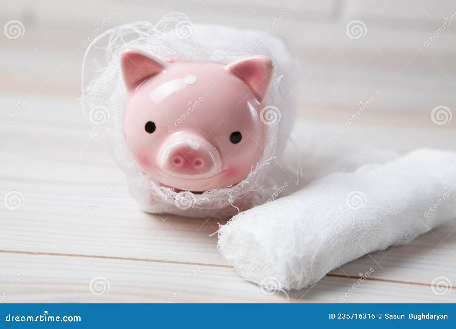 Piggy Bank Wrapped in a Bandage Stock Photo Image of conceptual