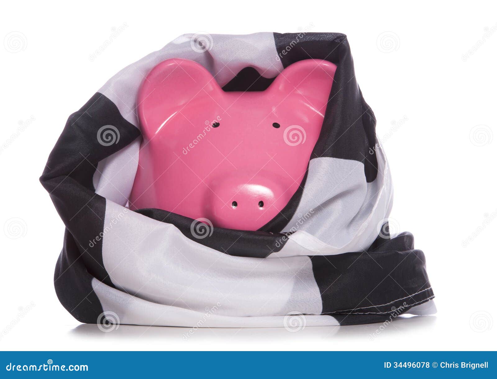 Piggy Bank Wrapped in Checkered Flag Stock Photo Image of savings