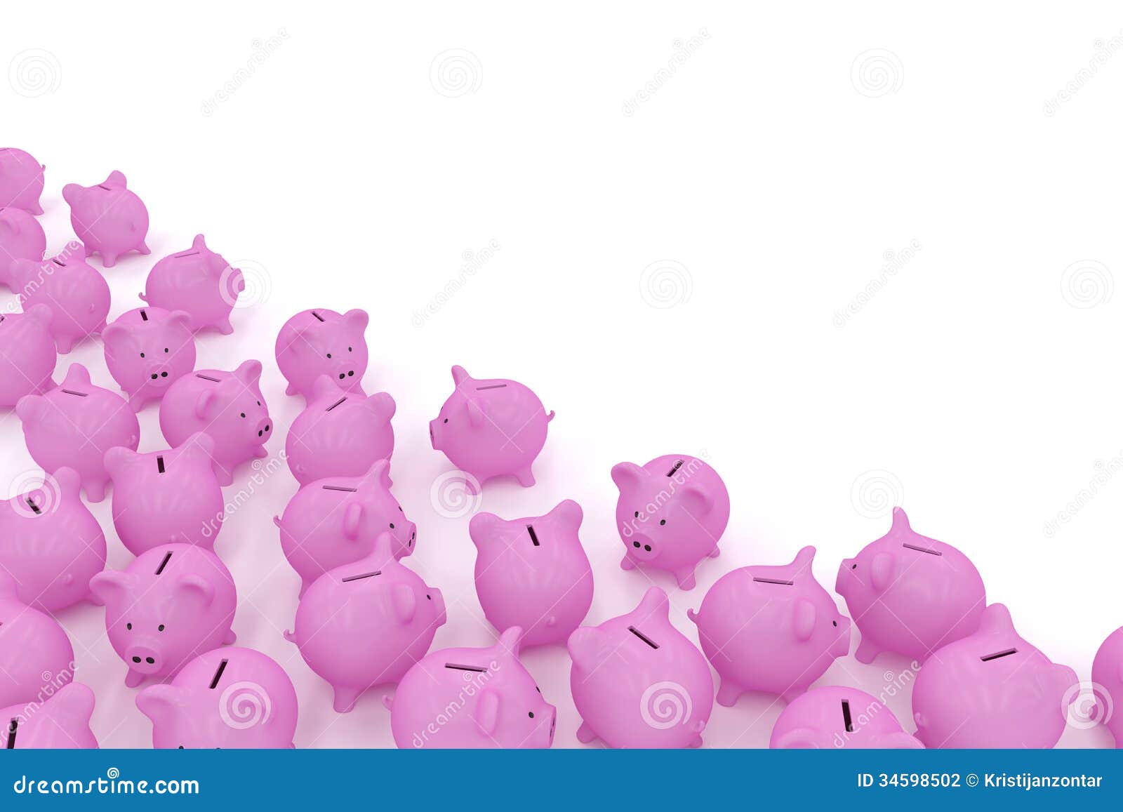 Piggy Banks in Corner with Copyspace Stock Illustration Illustration