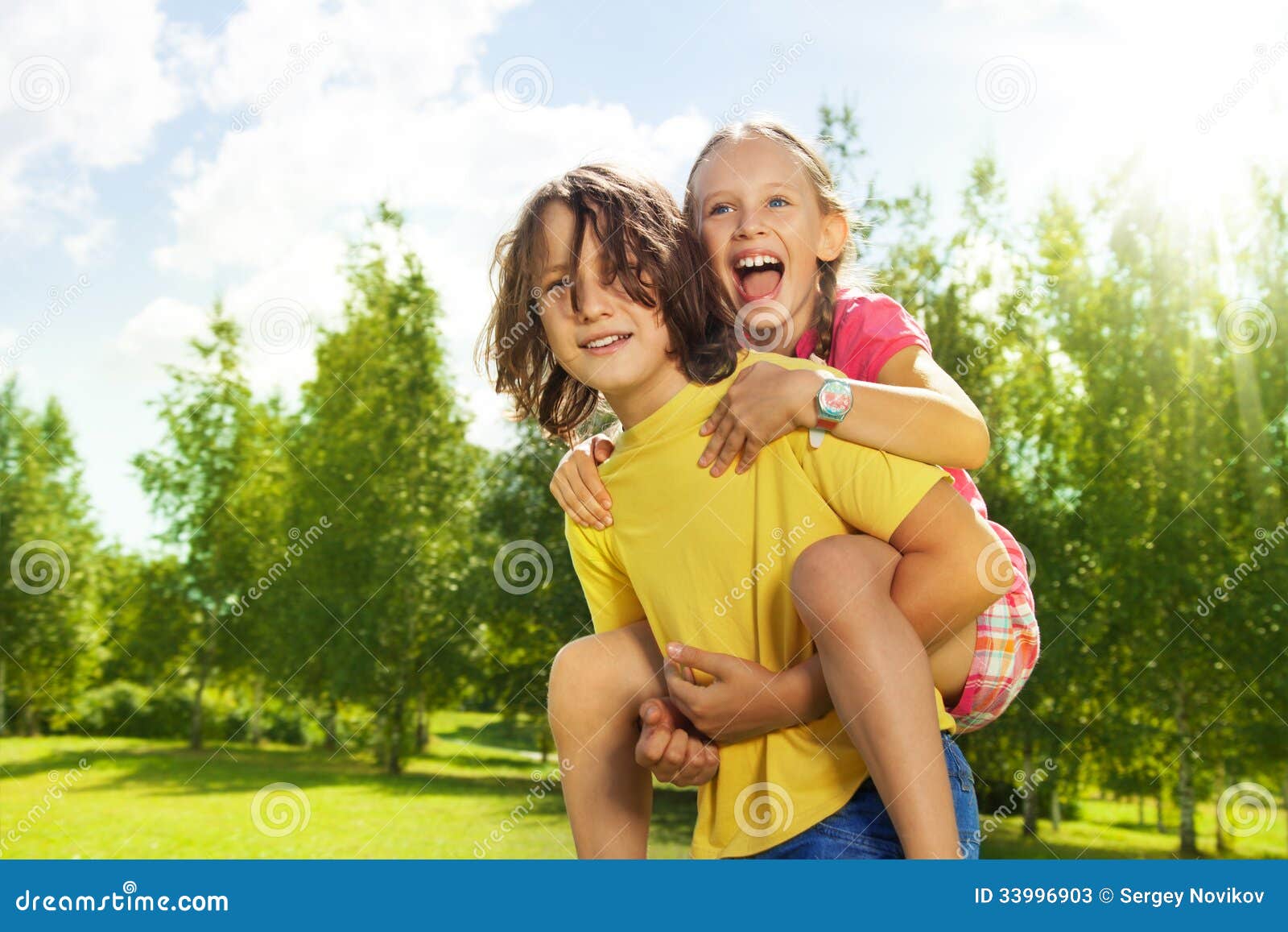 Piggyback ride stock image. Image of happiness, boys - 33996903