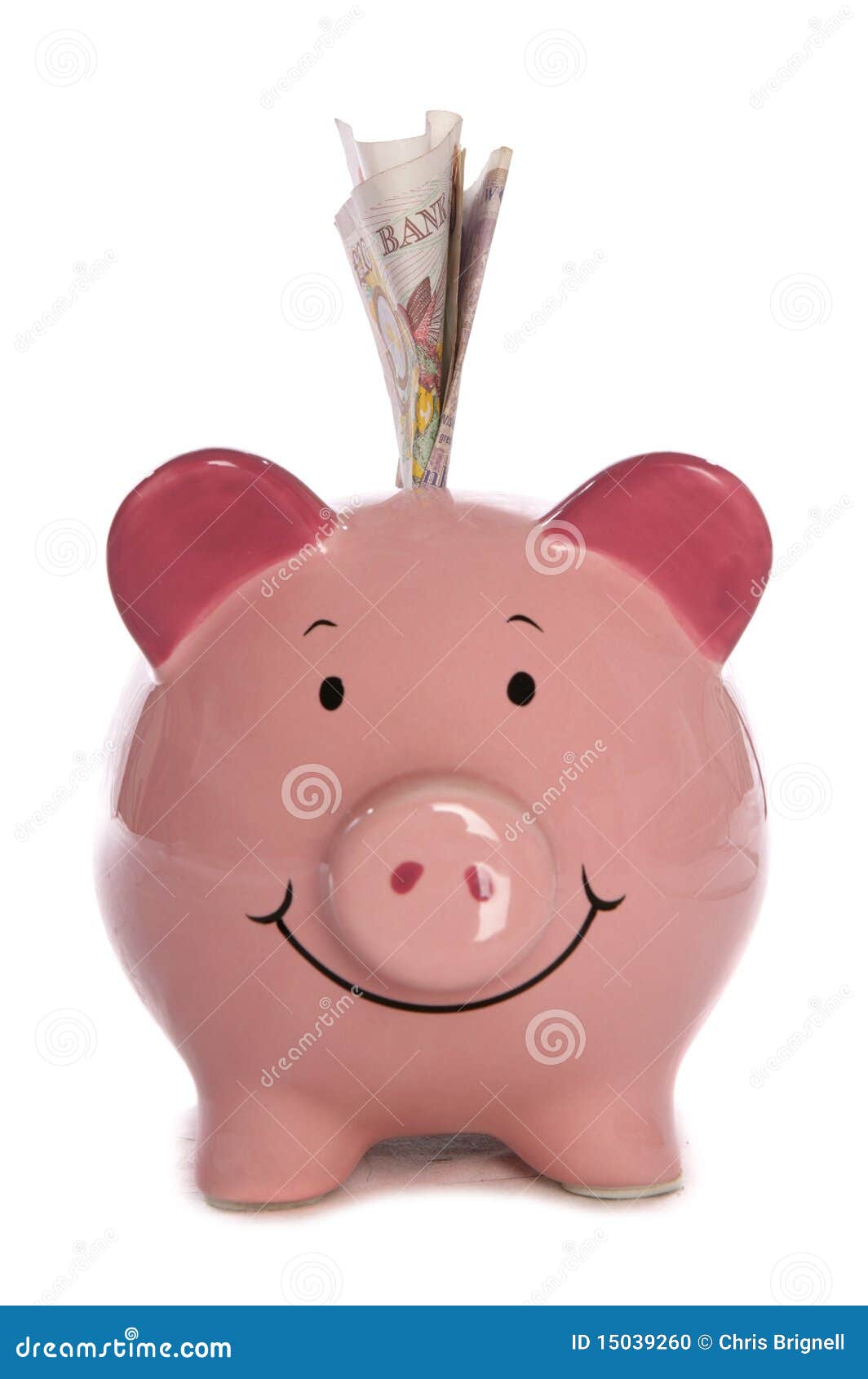 piggybank with ten pound sterling