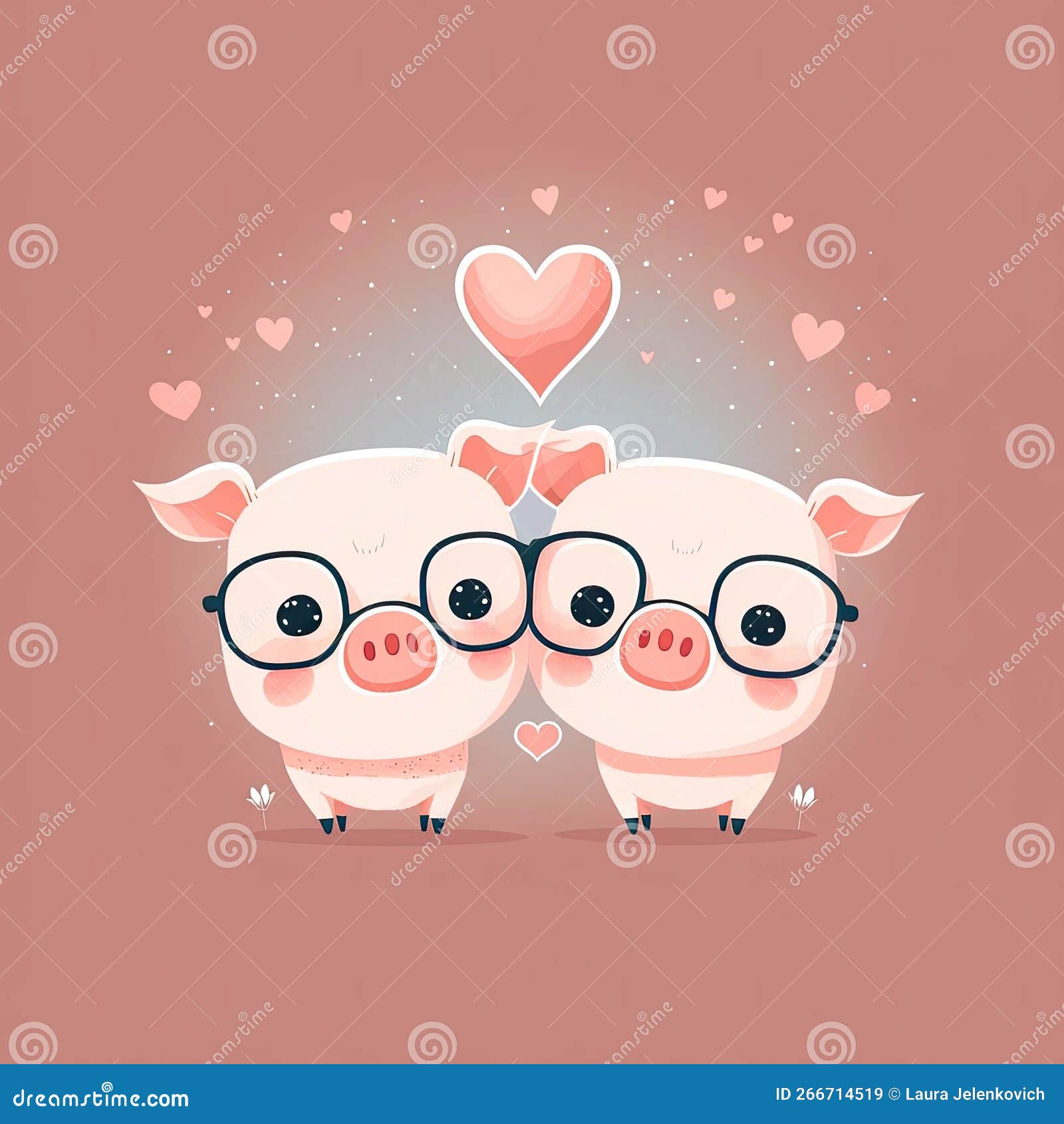 Download Adorable Pig with Hearts - Perfect for Online Games and