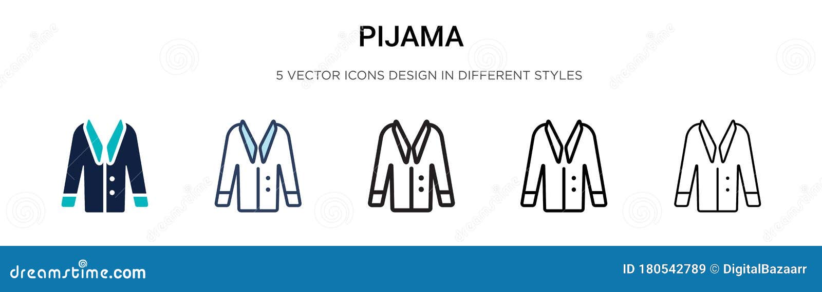 pijama icon in filled, thin line, outline and stroke style.   of two colored and black pijama  icons