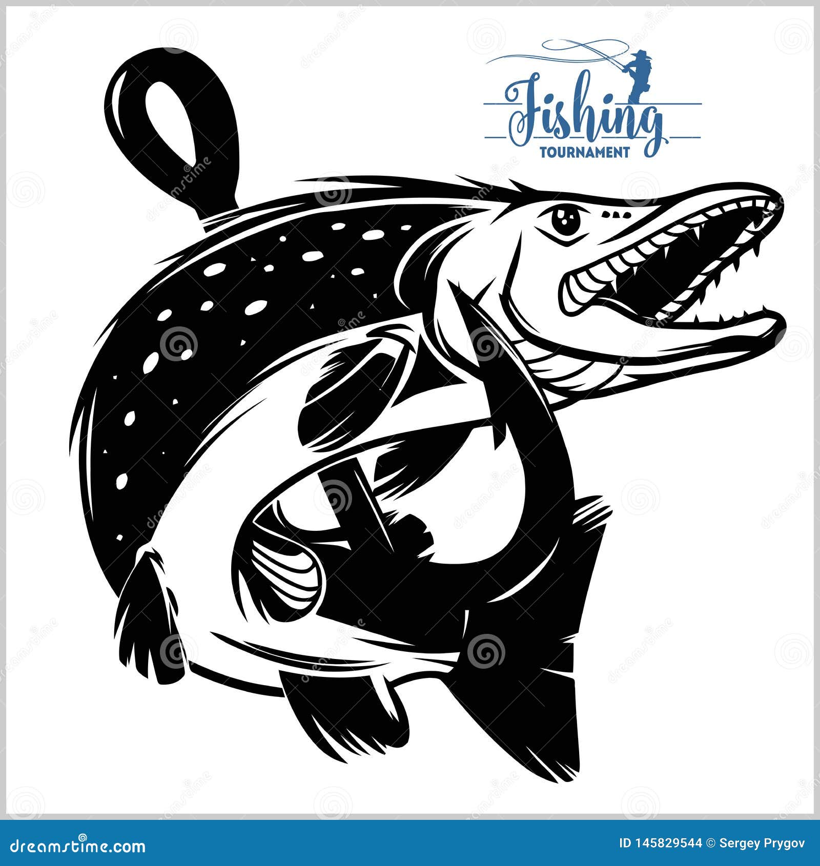 Pike Fishing Emblem Shirt. Pike Fish Logo Vector. Outdoor Fishing