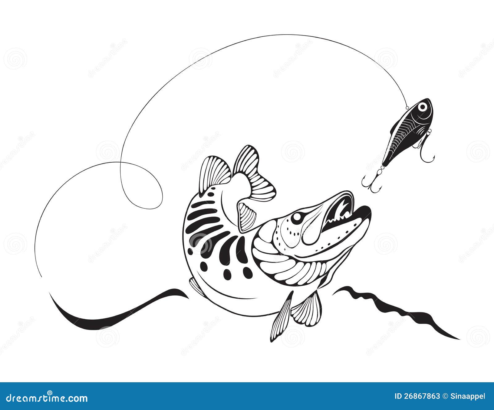 Download Pike And Fishing Lure, Vector Illustration Stock Vector ...