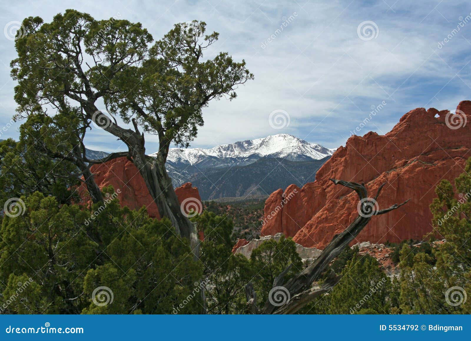 pikes peak from the garden of the gods