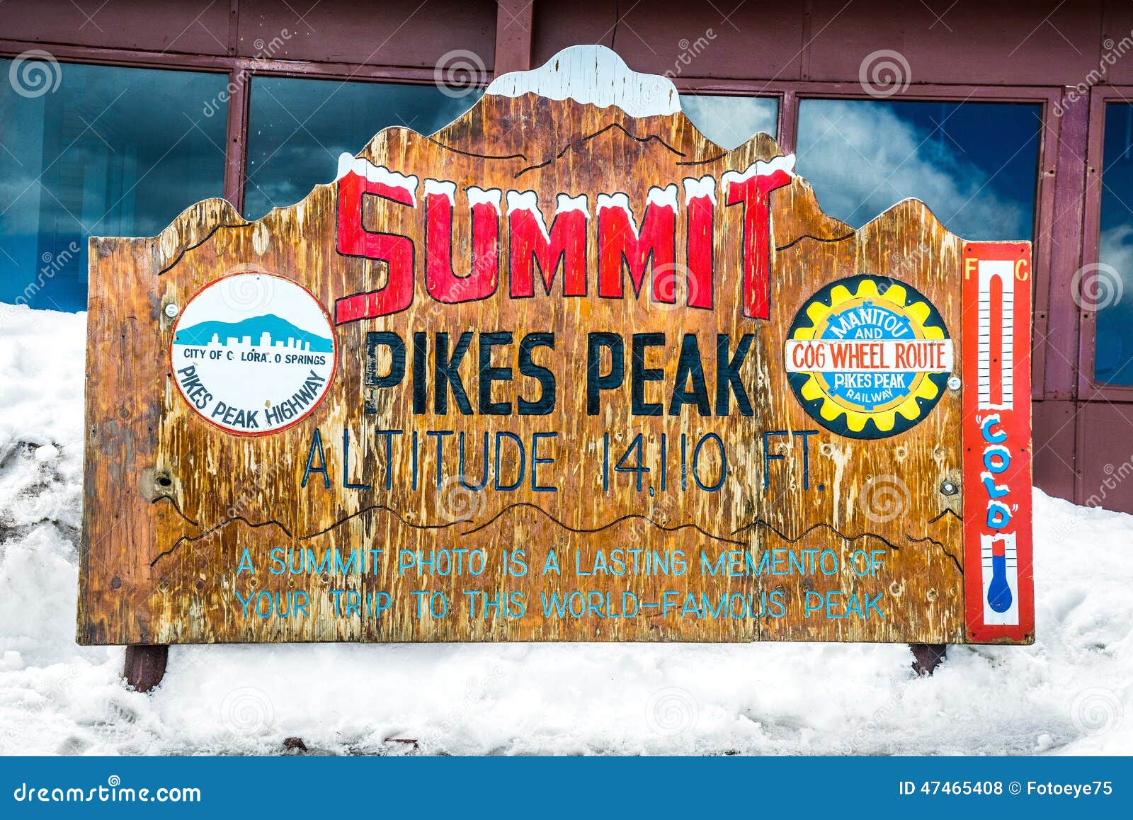 pikes peak summit - classic wood signage