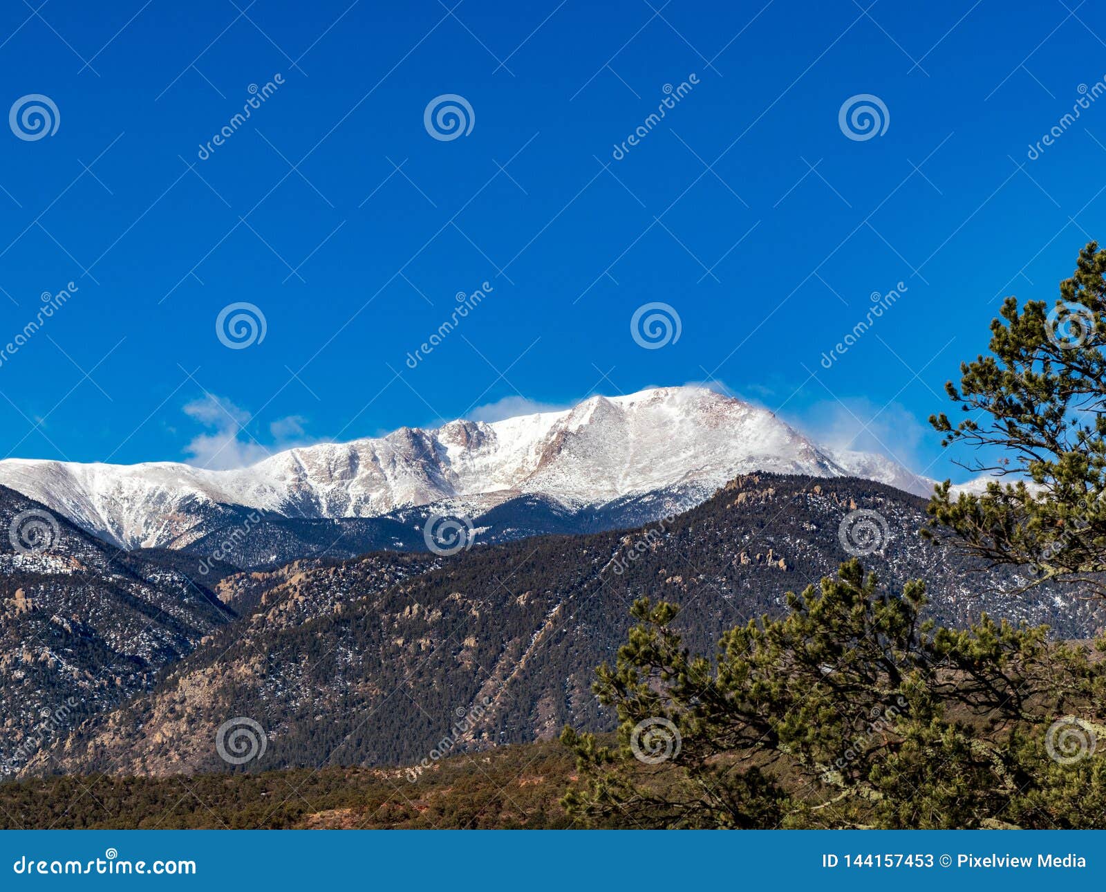 Pikes Peak in the Winter stock image. Image of colorado 144157453