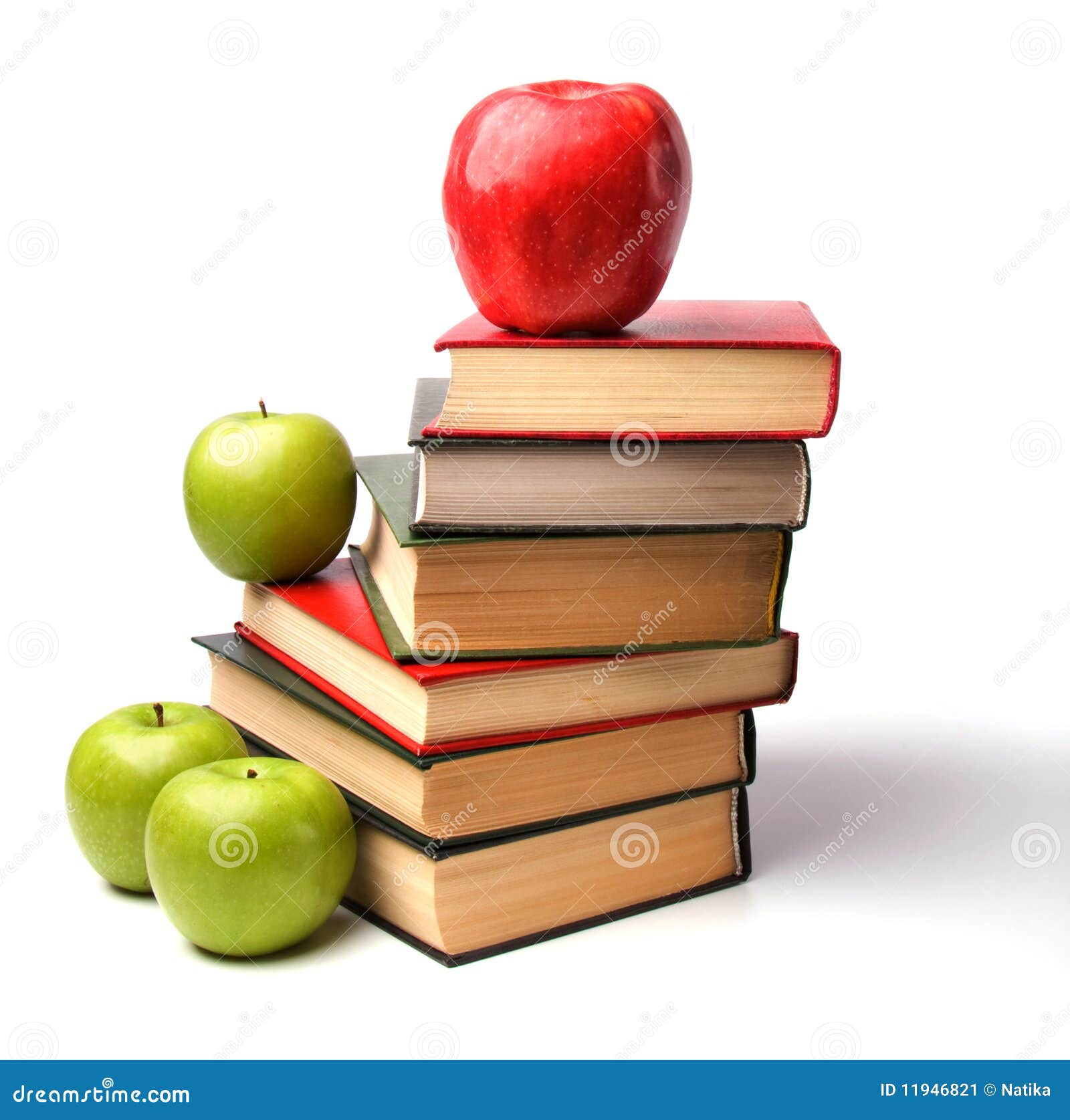 Pila De Libro Con La Manzana Imagen de archivo Imagen de cultural