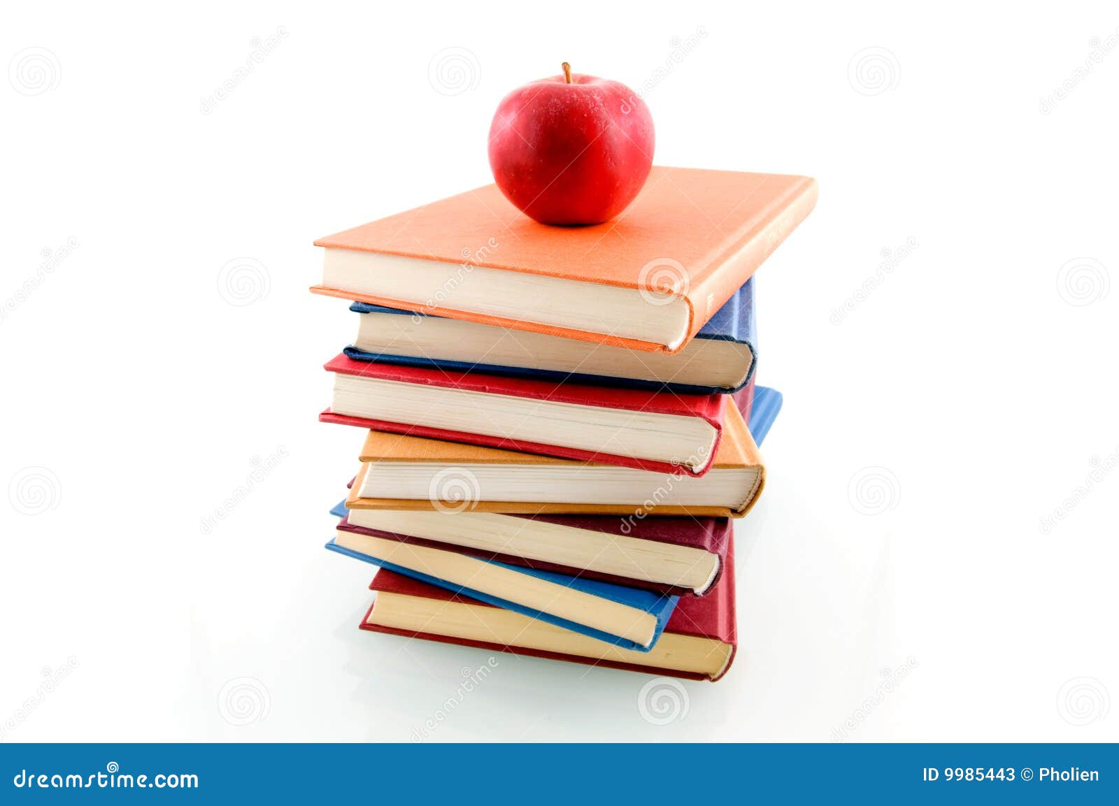 Pila De Libro Con Una Manzana Imagen de archivo Imagen de libro